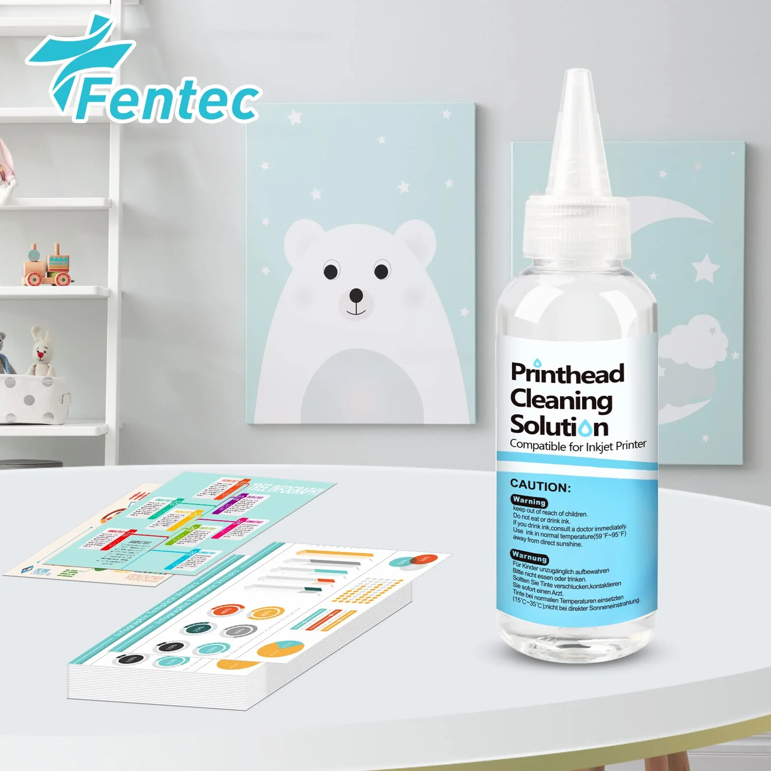FENTEC Kit de Nettoyage des têtes d'impression 100 ML Compatible Epson HP Canon