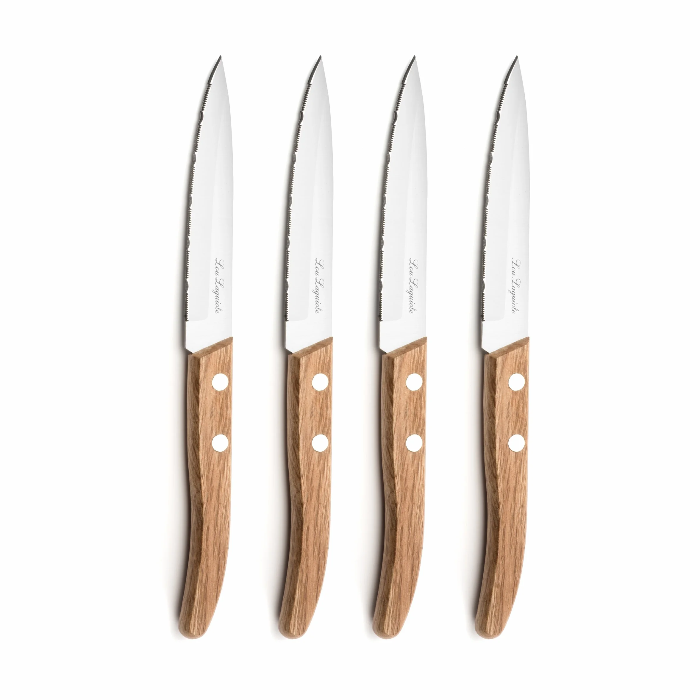 Set de 4 couteaux de cuisine Laguiole Forest, acier Inox 13C, manche bois naturel