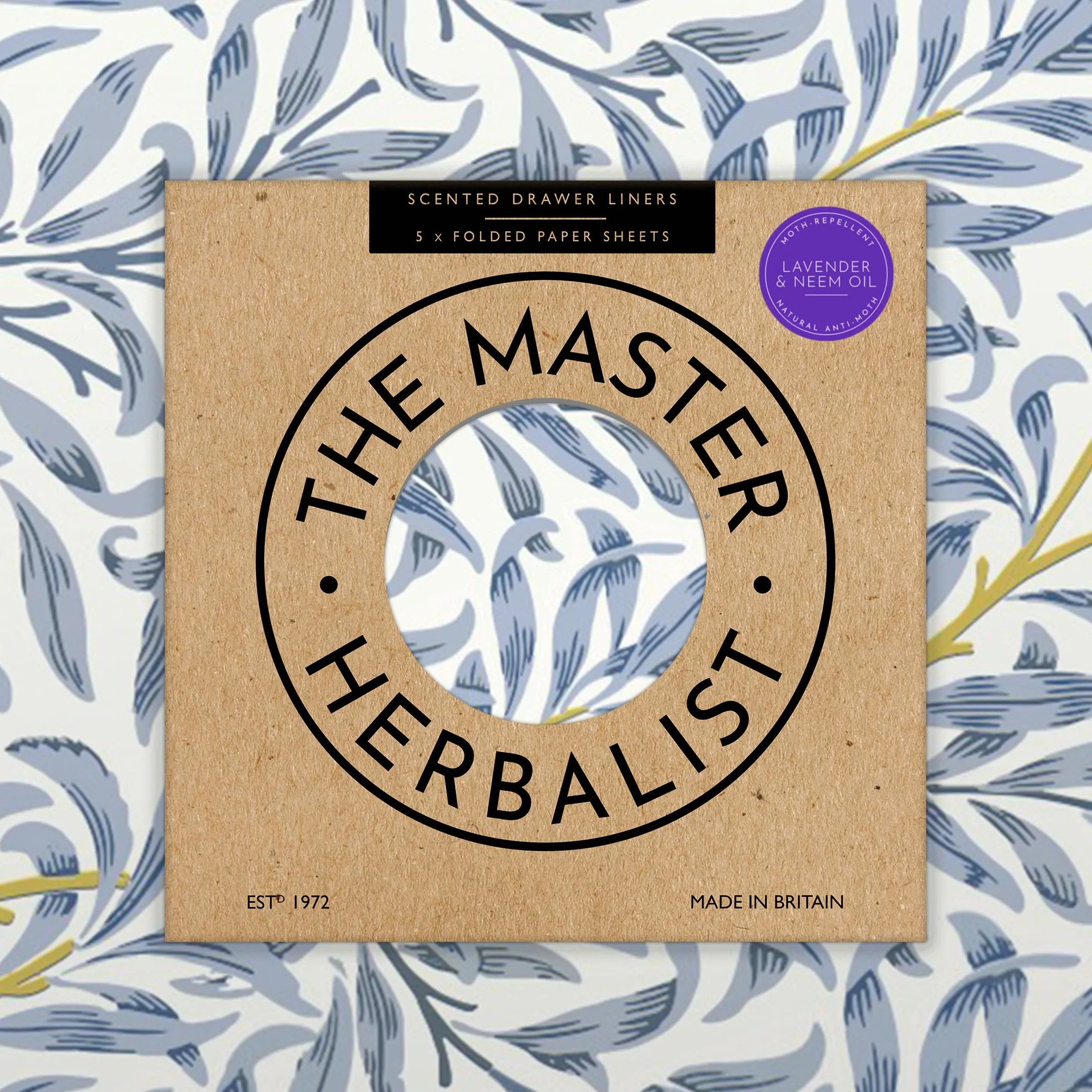 The Master Herbalist Feuilles de Papier parfumées pour tiroir paquet de 5 huiles essentielles Lavender & Neem Oil
