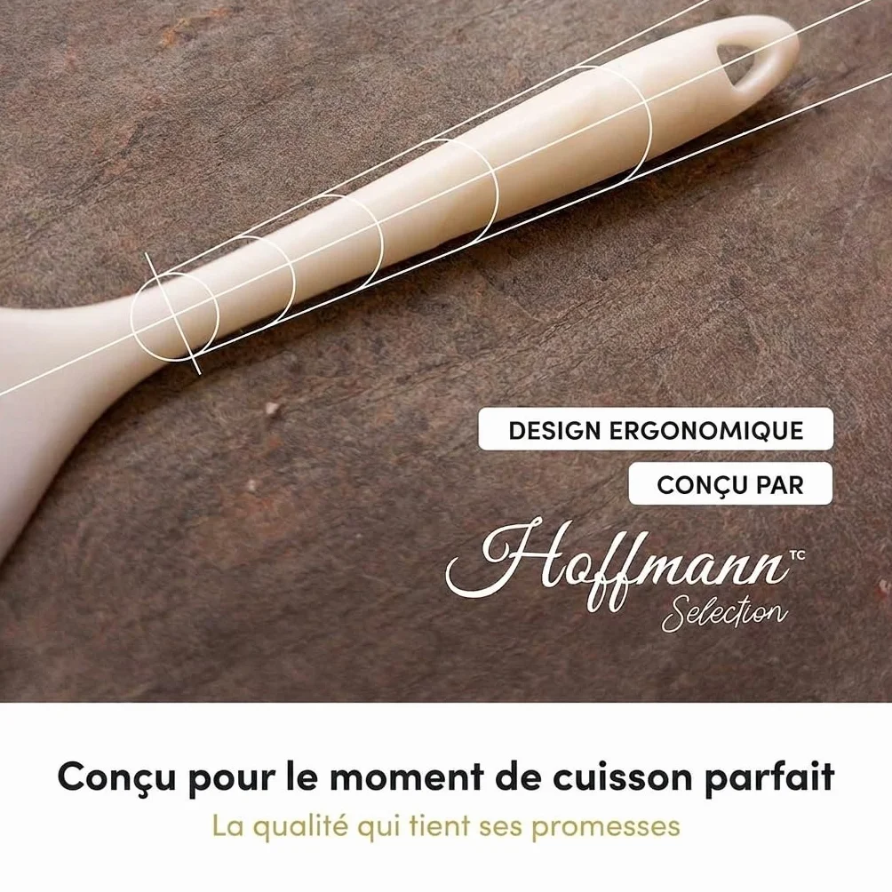 Hoffmann Set Ustensiles de Cuisine 5 Pièces, Anthracite, Silicone Âme Inox, Fouet, Spatule, Cuillère, Louche avec Support, Lave-Vaisselle, Résistant Chaleur, Antiadhésif