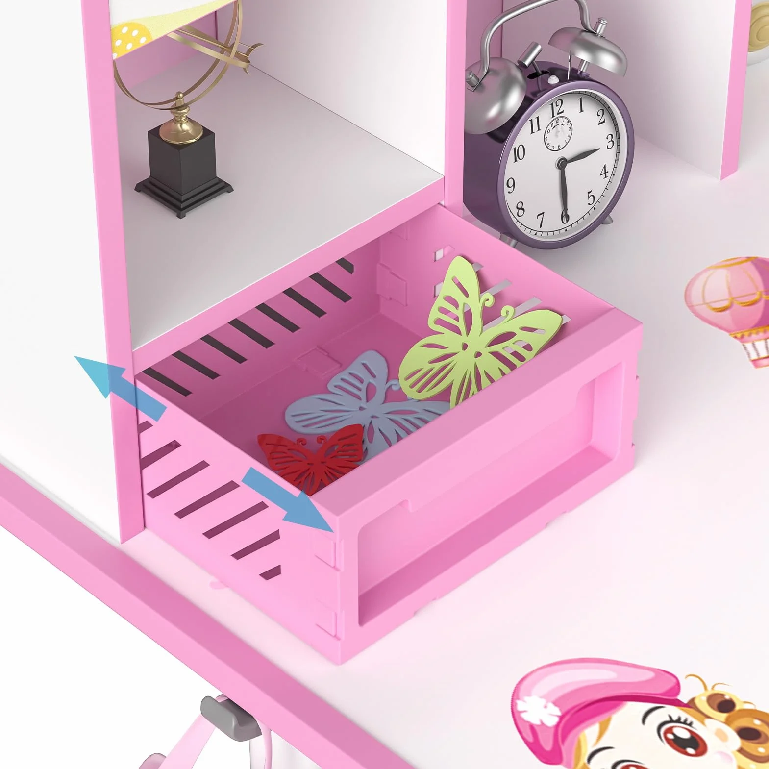 Ensemble de bureau et de chaise réglables pour enfants - Chaises d'apprentissage avec séparateurs et tiroirs - Bureau avec chaises ergonomiques - Ensemble de chaises de bureau pour enfants avec
