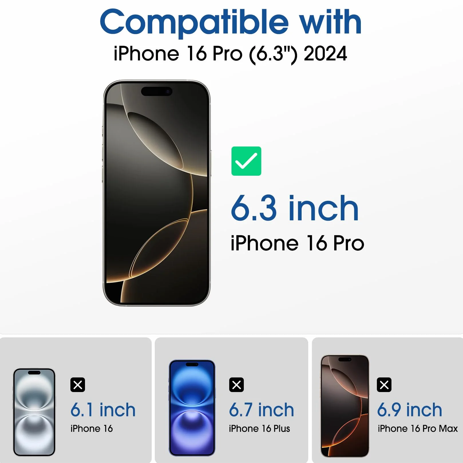amFilm 2+2 sztuki szkła hartowanego do iPhone'a 16 Pro 6.3", OneTouch 2-częściowy ochraniacz ekranu z 2 częściami osłony obiektywu aparatu, kompatybilne etui