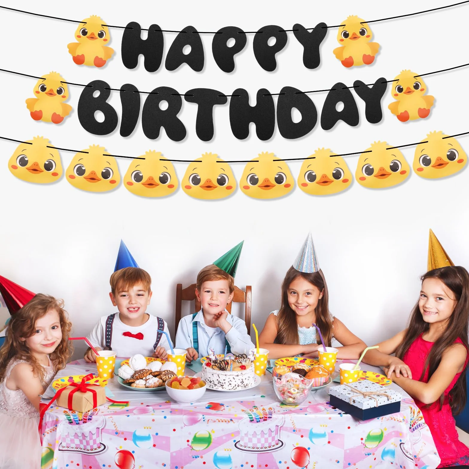 Bannière d'Anniversaire Forme Canard 3m Décorations Fête Suspendre Toile Fond Photo Accessoires Thème Canard Baby Shower