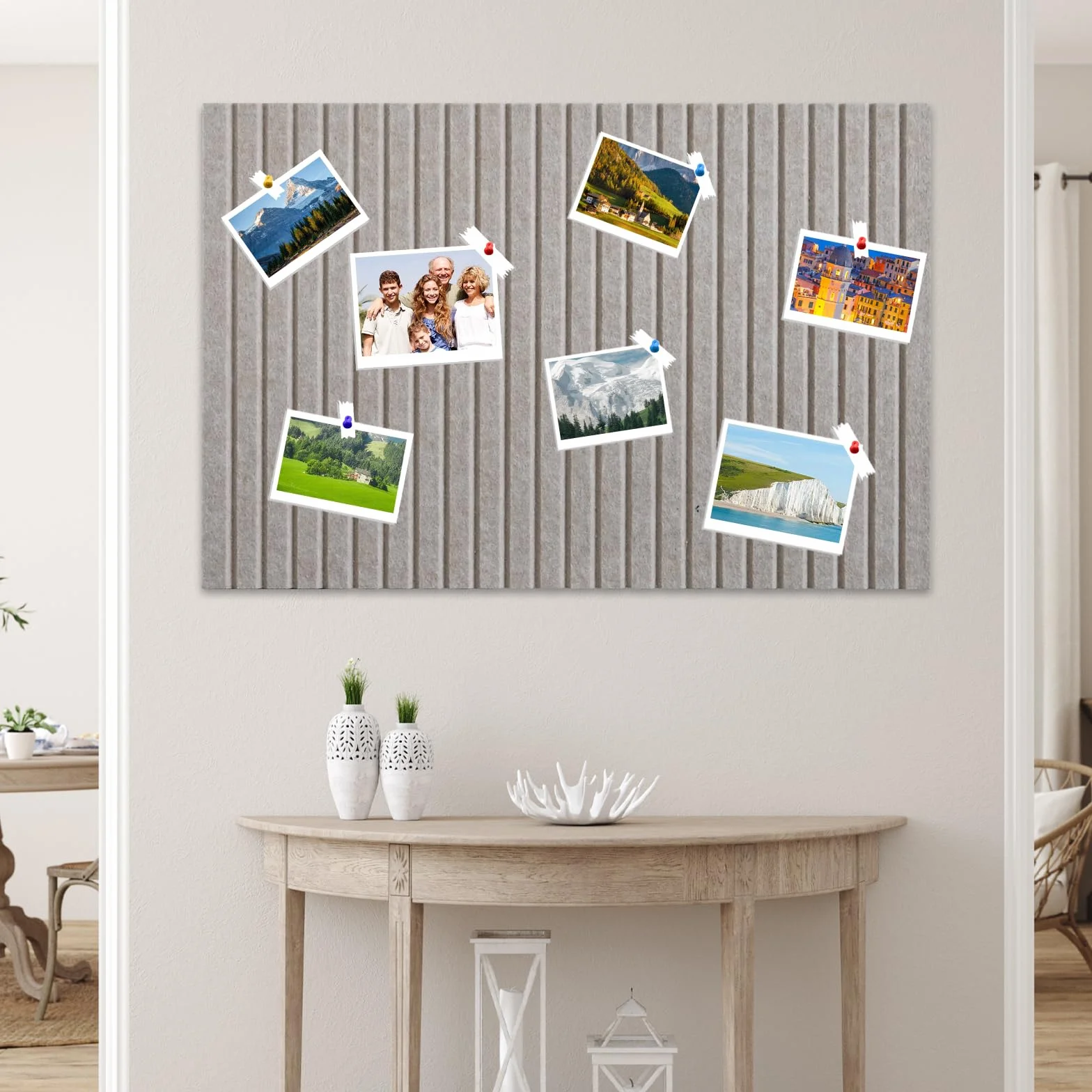 Lot de 2 Tableaux d'affichage en Feutre 60x40 cm, Tableau en Liège Autocollant pour Photos et Décoration Murale