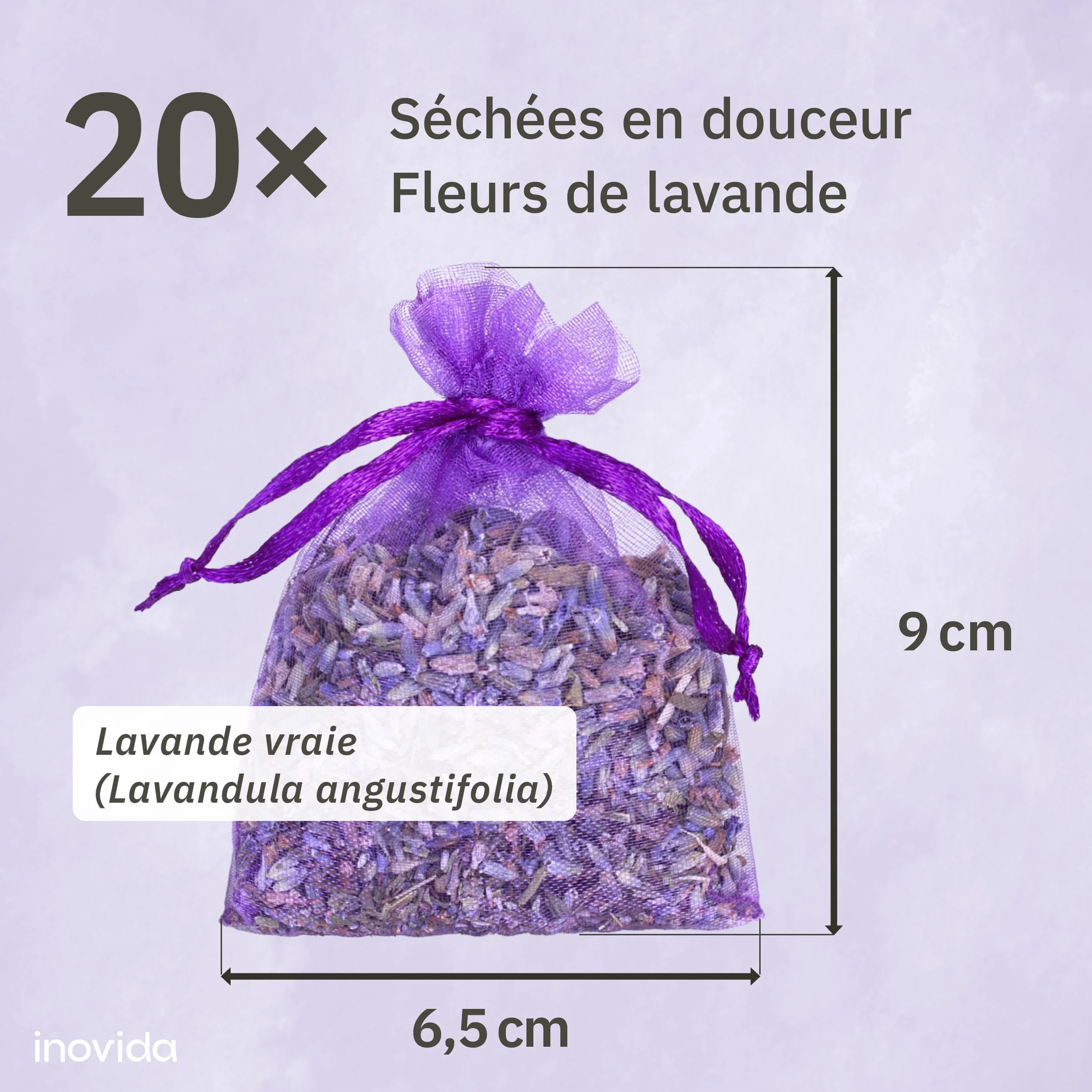 Inovida Sachets Parfumés Lavande 20 Lavande Vraie Séchée Protection Mites Armoire Linge Placard