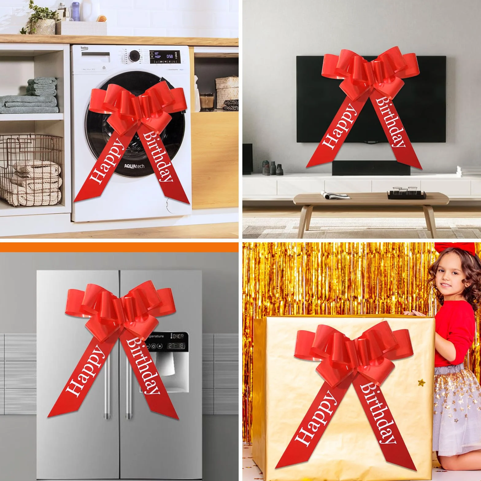 Gros Noeud Cadeau de Voiture 58cm Rouge Réutilisable pour Anniversaire Mariage Noël