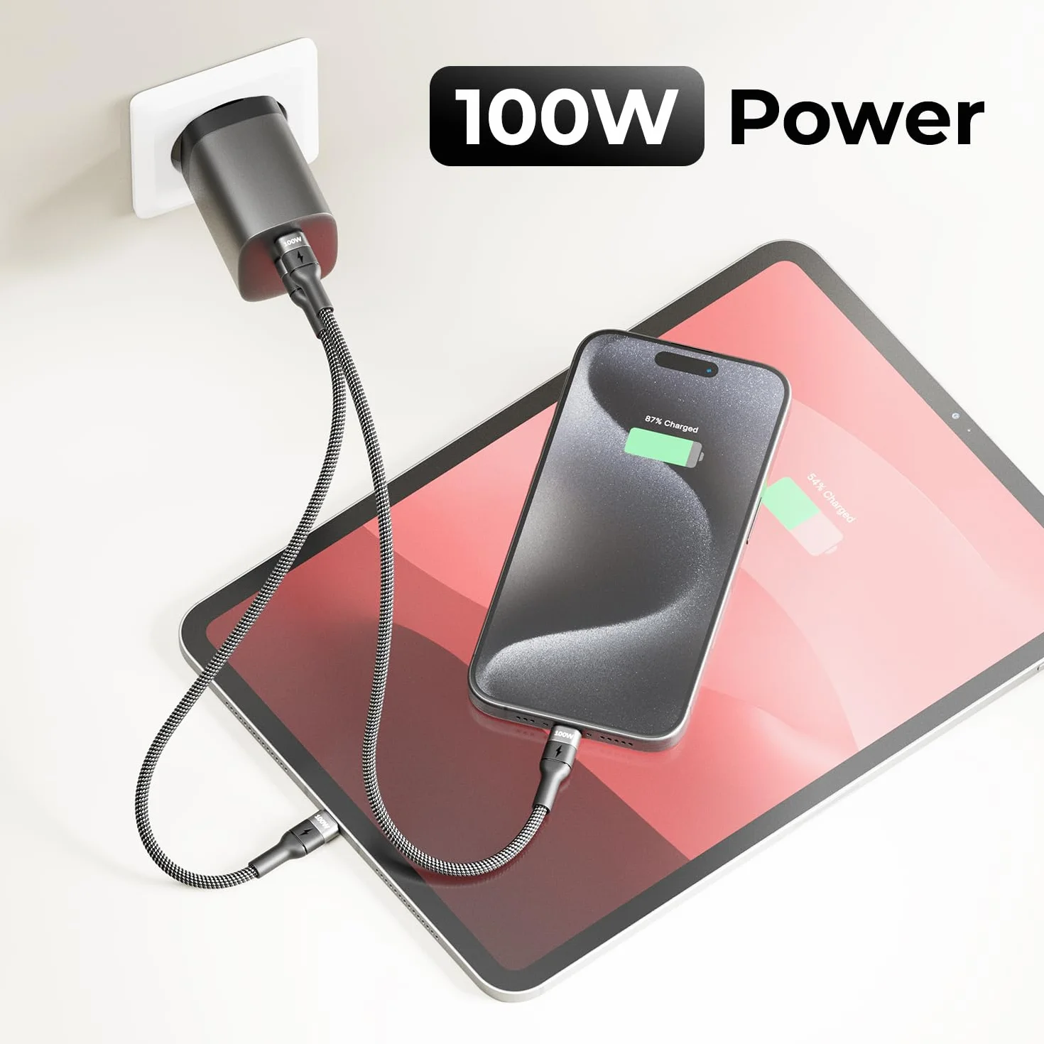 deleyCON 3,0m Kabel USB‑C (100W Szybkie ładowanie) - PD 3.0 PPS - C na C - Przewód do iPhone 17, 16, 15, Pro, Max, Air, Galaxy A16, A56, S25, S24, S23, Pixel, iPad Pro, MacBook, AirPods, Tablet