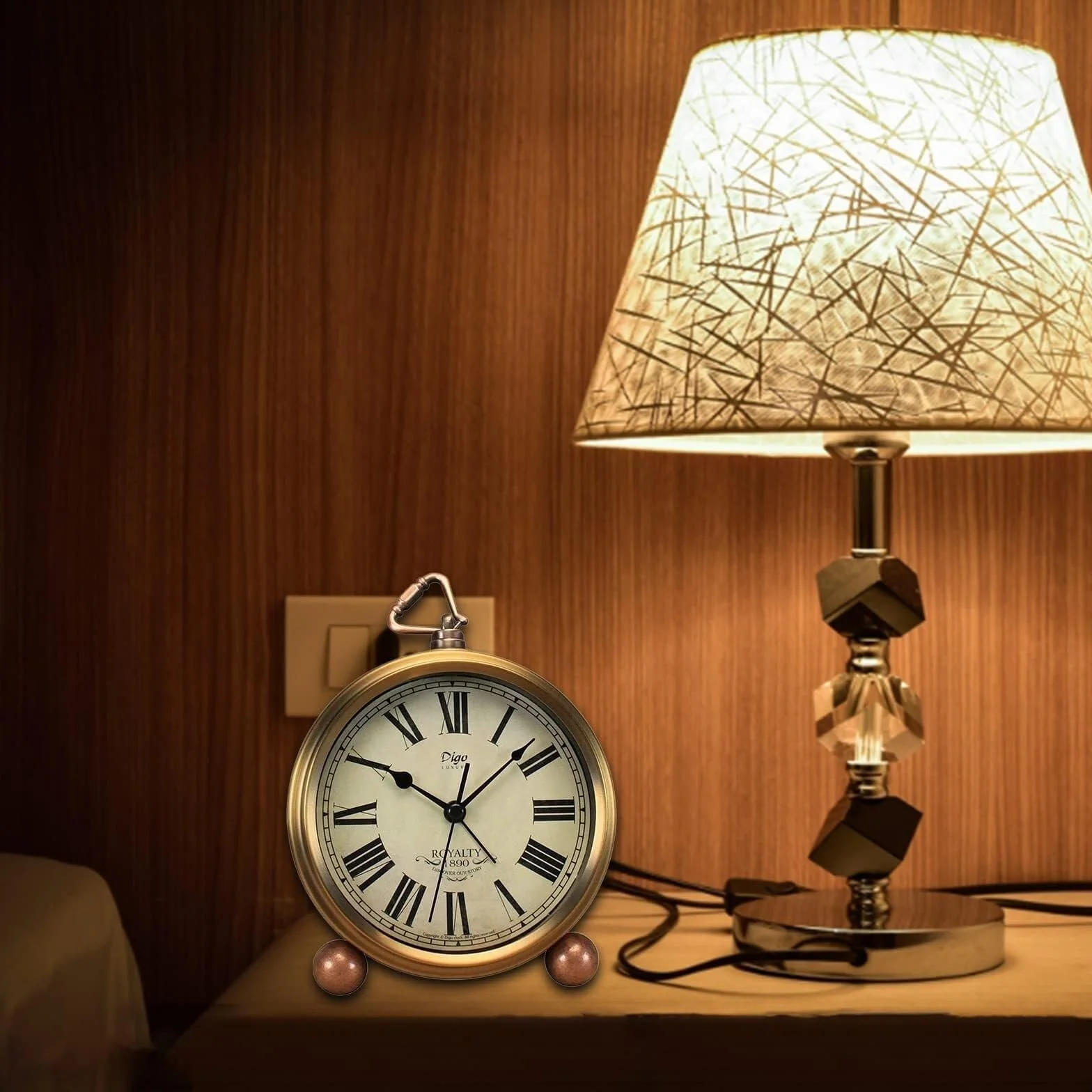 Pendule Cheminée Horloge de Table dorée rétro sans tic-tac, réveil Bureau décoration intérieure
