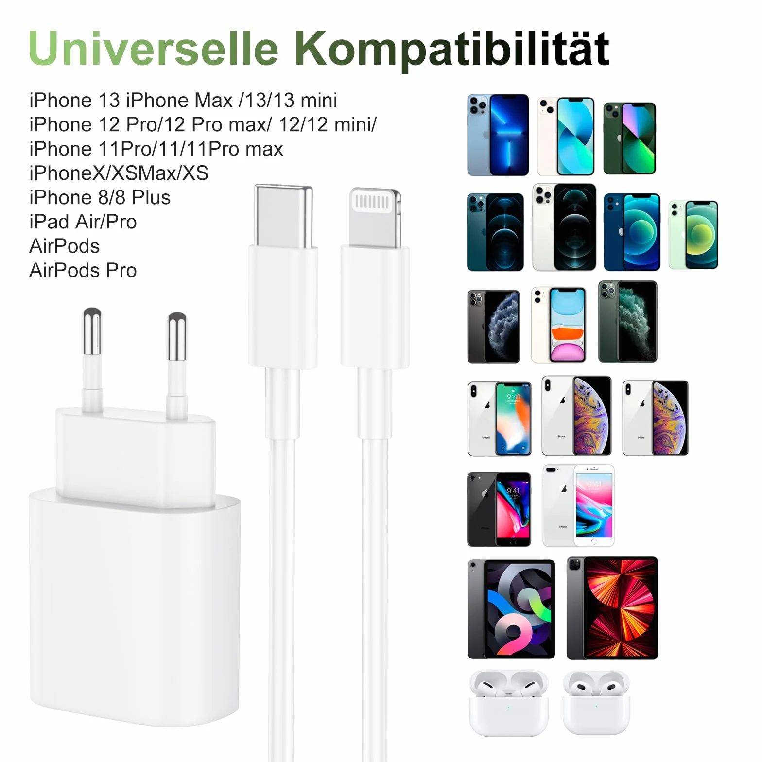 Chargeur iPhone USB C Rapide 20W Certifié Apple MFi avec Câble 2m pour iPhone 14 Pro Max/13/12/11/SE/XR/XS Max/iPad