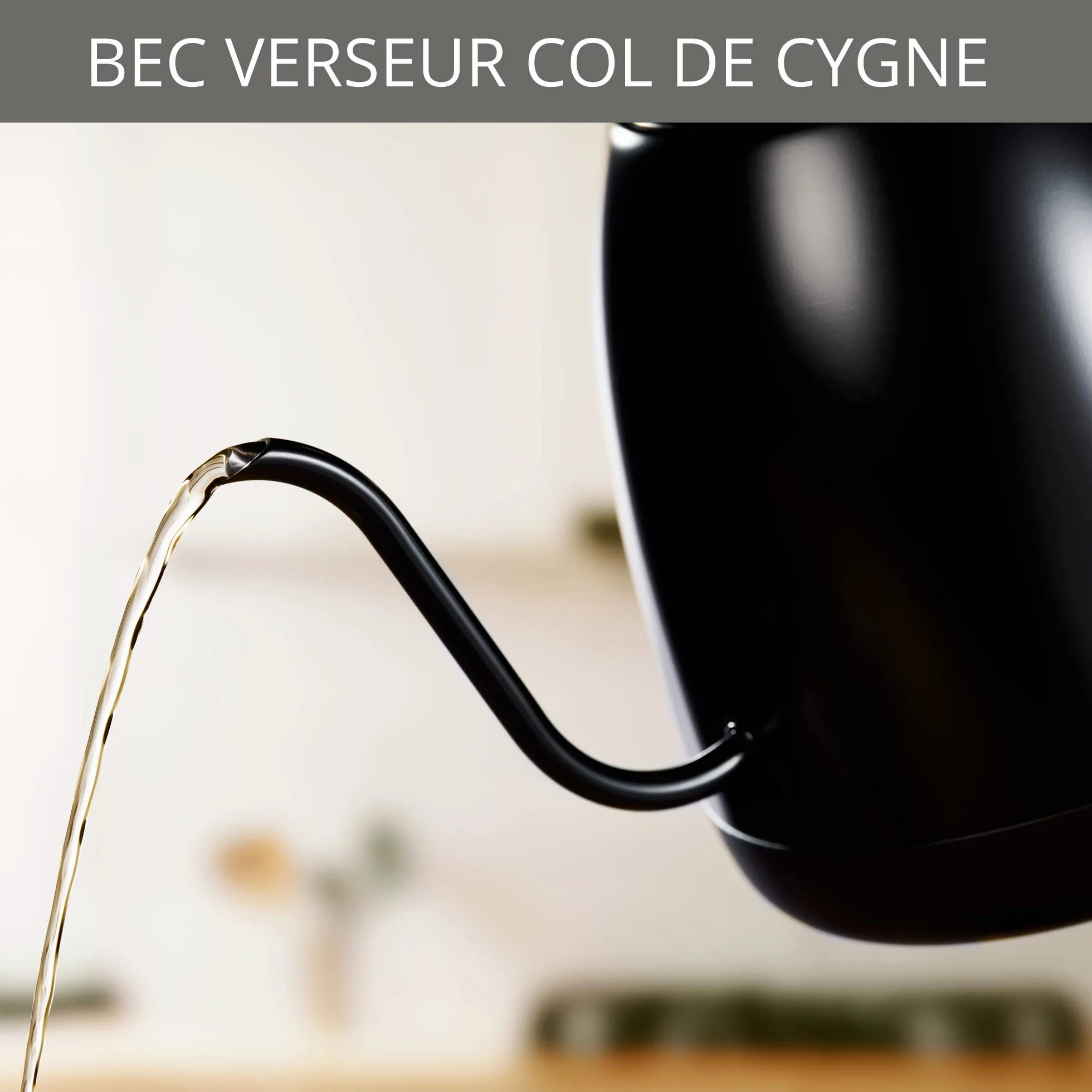 Krups Bouilloire col de cygne, Polyvalente, Thé, Café, Infusion, 8 températures, Maintien au chaud 30 min, Couvercle amovible, Café Control BW923810, Noir