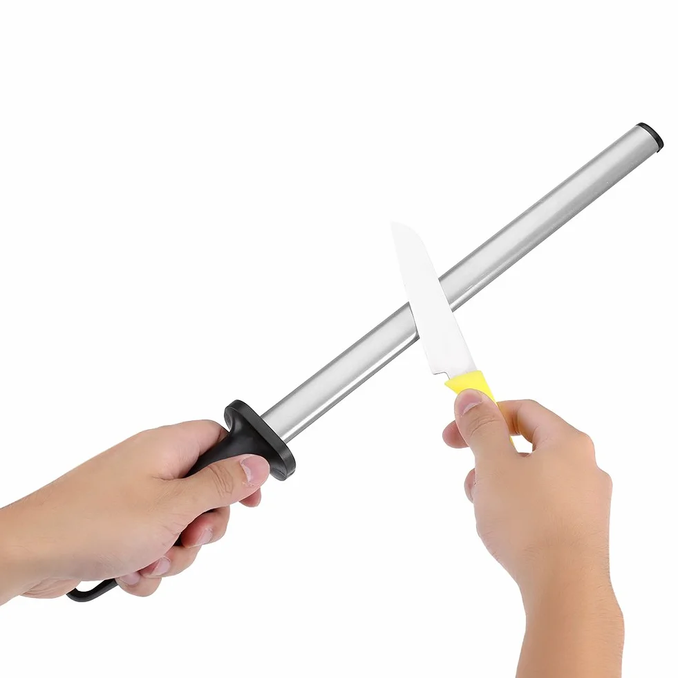 Fusil à Aiguiser Diamant Grain 30 cm, Aiguiseur de couteaux en acier 600 grains Aiguiseur à Couteaux Diamant Bâton à aiguiser affiloir avec poignée pour la cuisine et la chasse