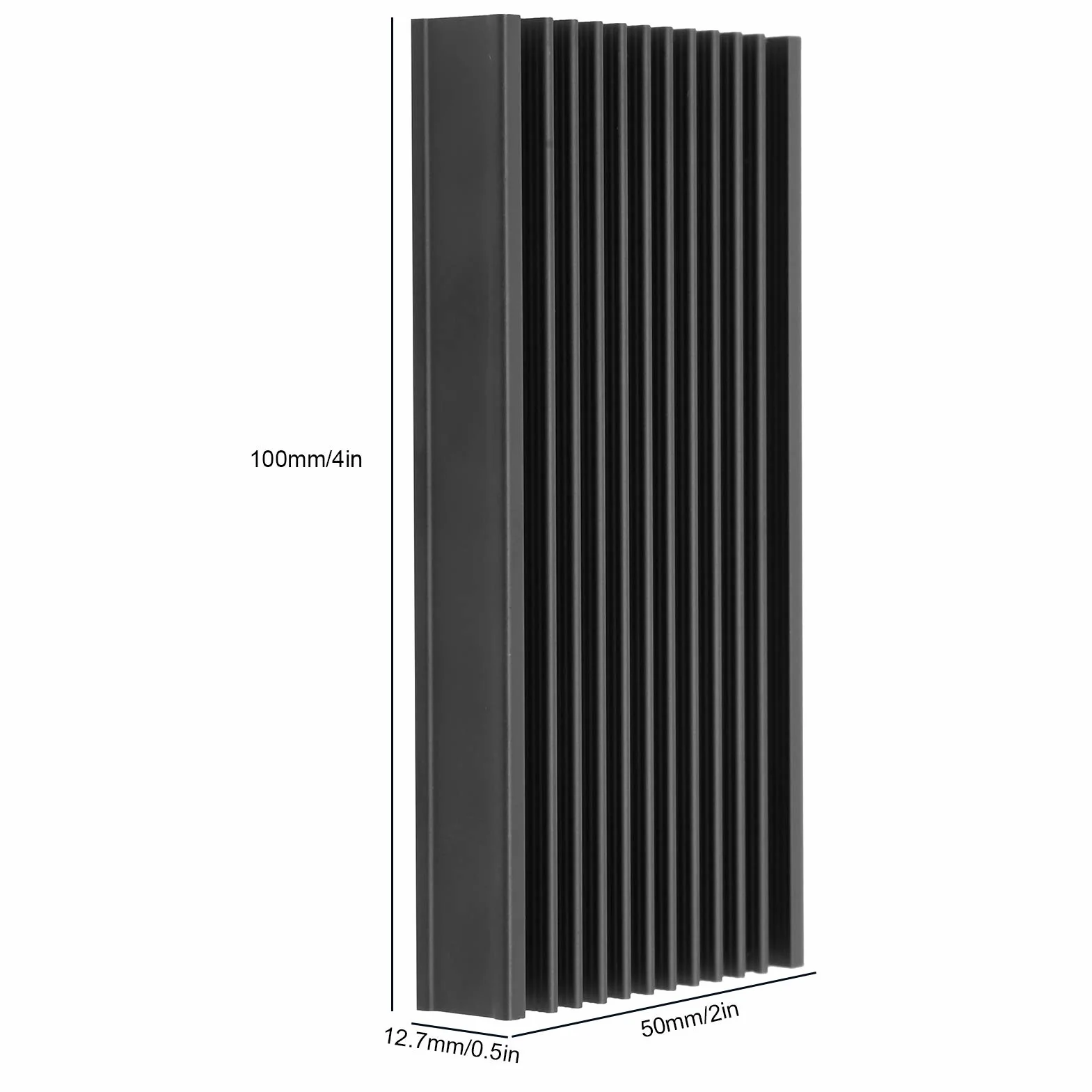 Fafeicy 4PCS Czarny Aluminiowy Chłodnica Radiatora 50x12.7x100 Mm dla Płytki Obwodu Chipów Cpu Routeter Wzmacniacz Moduł Zasilający Chłodzenie Płyty Głównej Płyta Główna