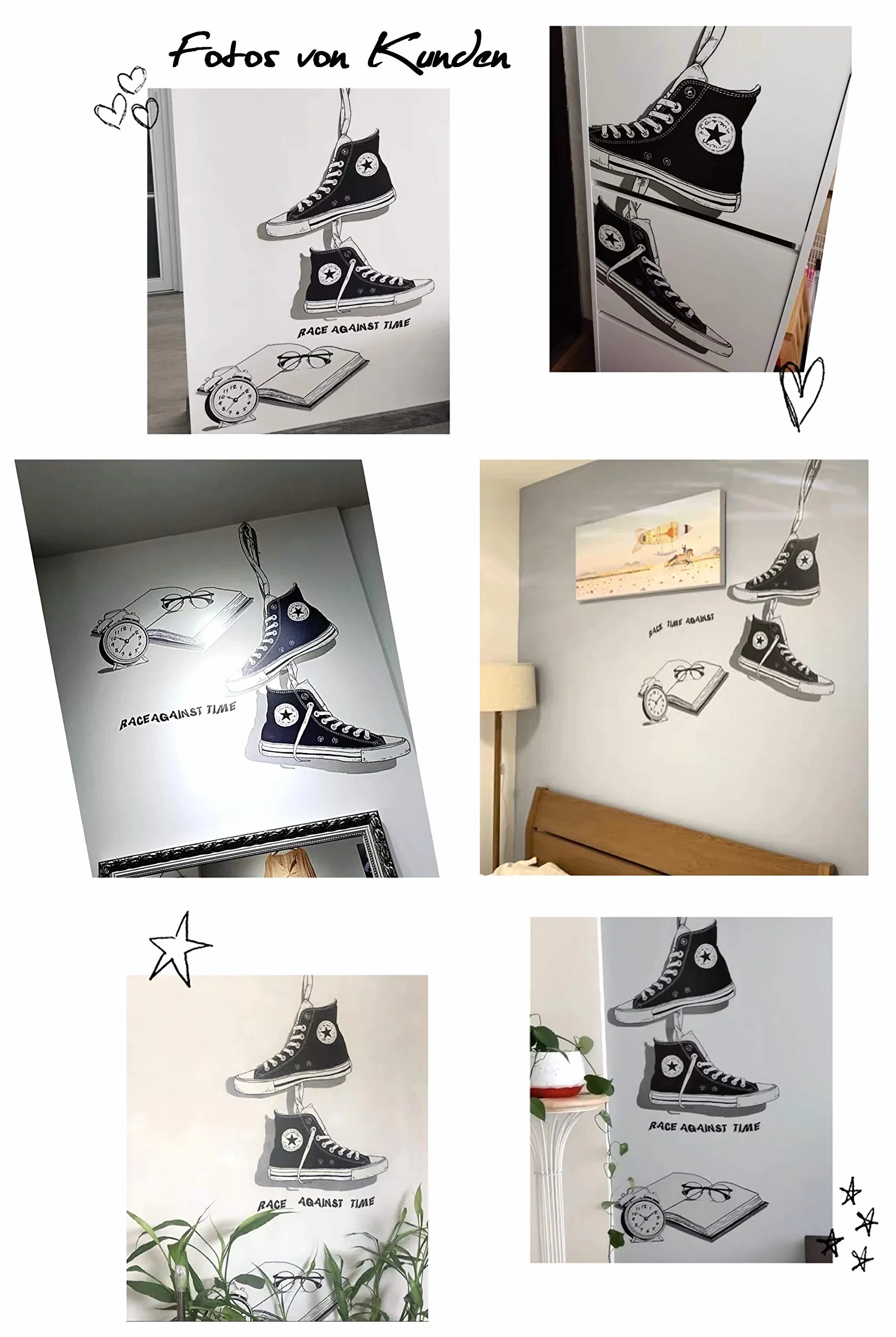 Naklejki ścienne CHUCKS noir 90x131 cm dla nastolatków dekoracja pokoju