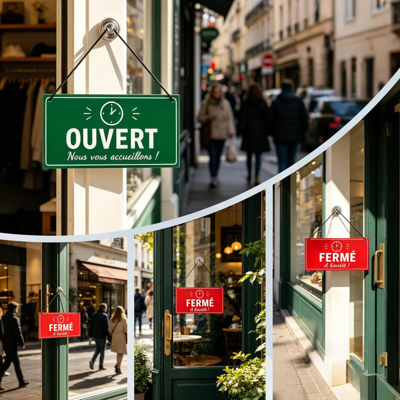 Panneau Ouvert Fermé 30x15cm Pour Store Et Boutique, Pancarte De Porte Double Avec Cordelette
