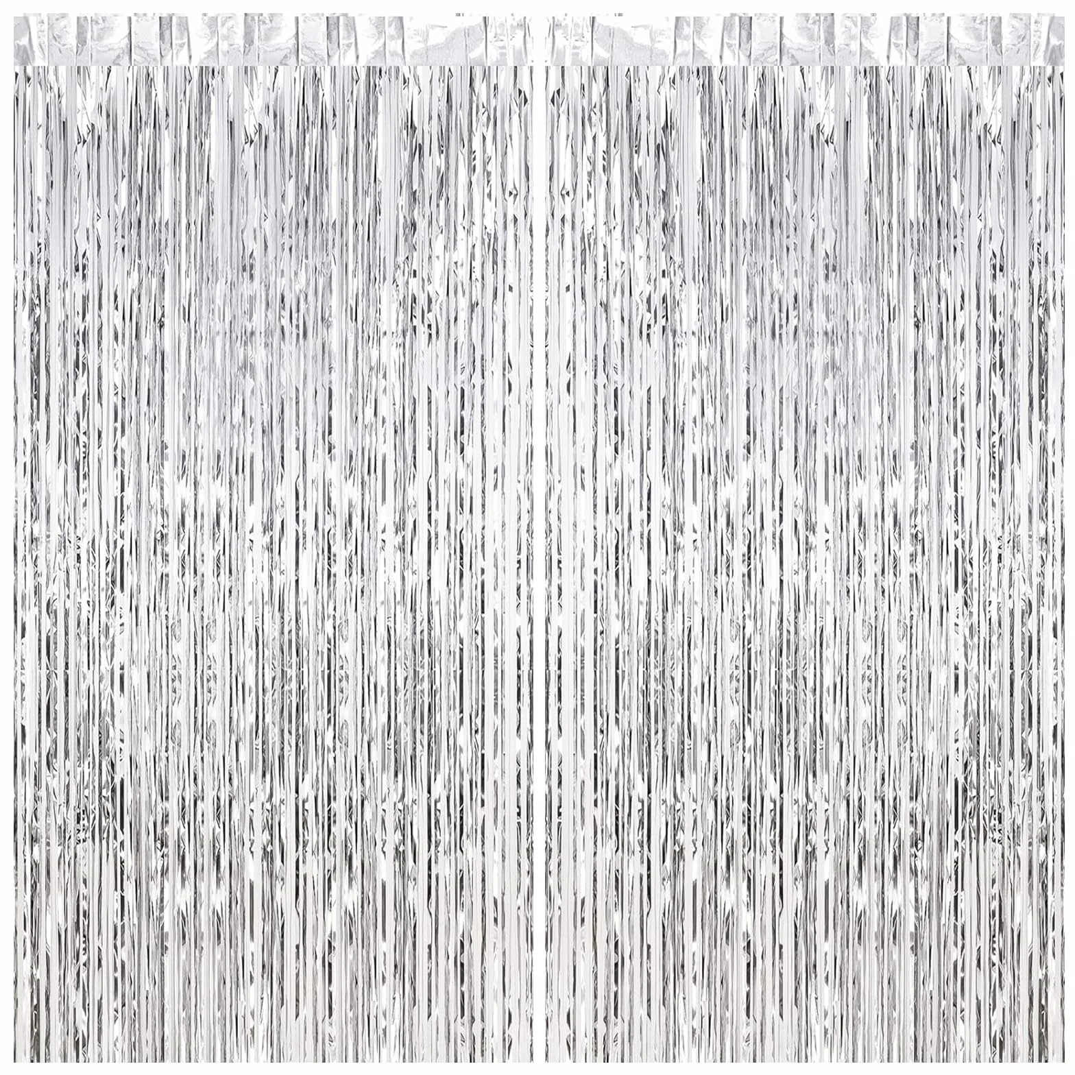 Rideau Paillette Argent 1M*2M Frange Fond Photobooth Anniversaire Noel Mariage Decoration