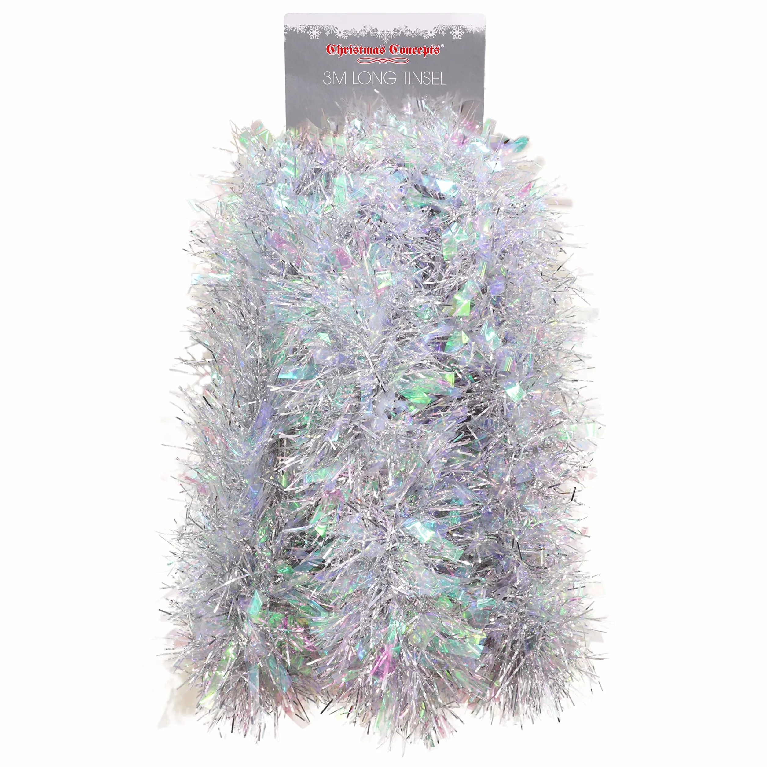 Christmas Concepts Tinsel de Noël Chunky/Fine 3m Argent & Irisé