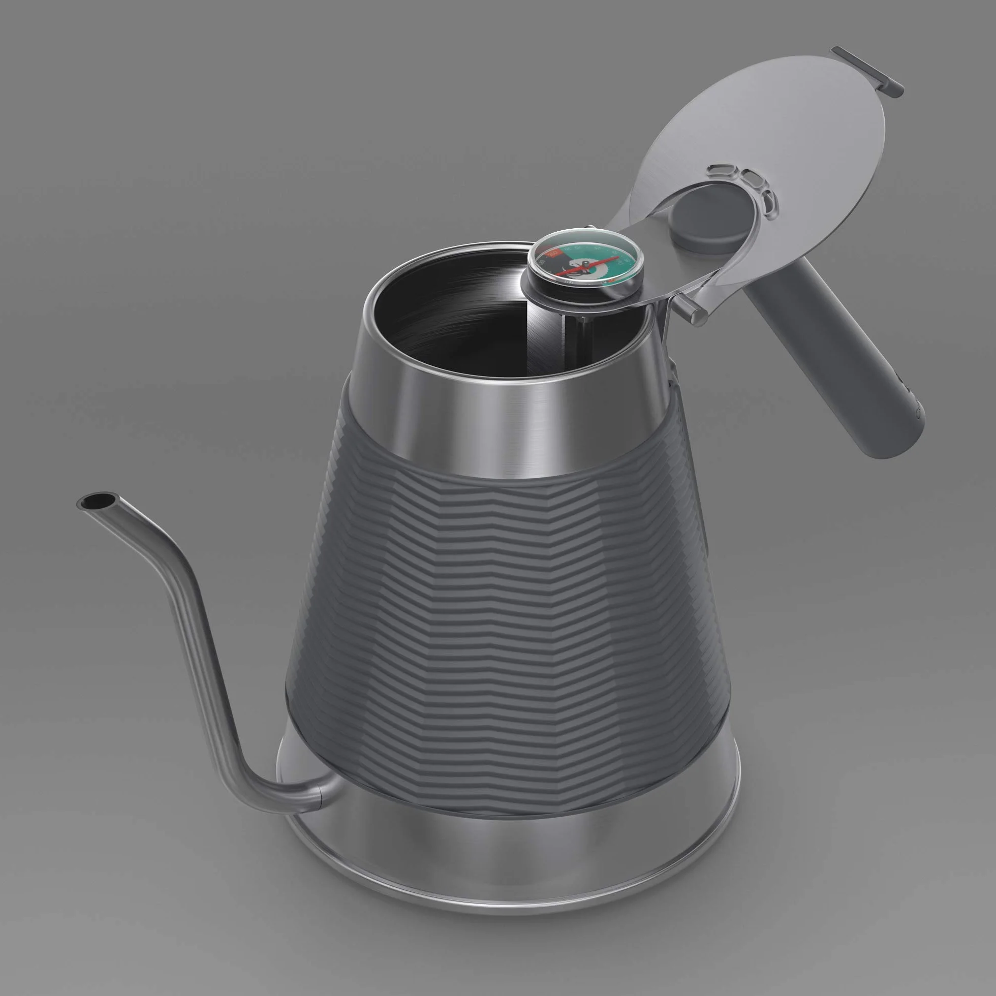 Bouilloire True Brew de Coffee Gator - Bouilloire professionnelle avec bec verseur de précision à col de cygne, thermomètre intégré et couvercle de remplissage rapide - Pour tous les plaques – 1,6l