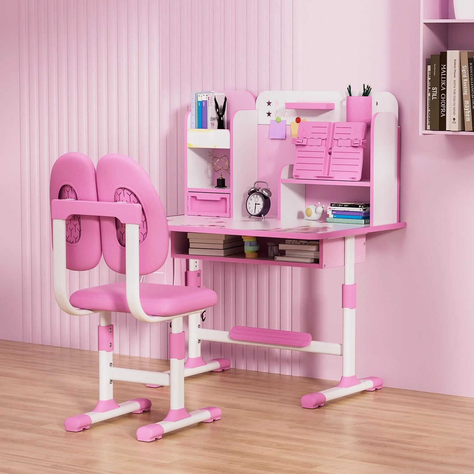 Ensemble de bureau et de chaise réglables pour enfants - Chaises d'apprentissage avec séparateurs et tiroirs - Bureau avec chaises ergonomiques - Ensemble de chaises de bureau pour enfants avec