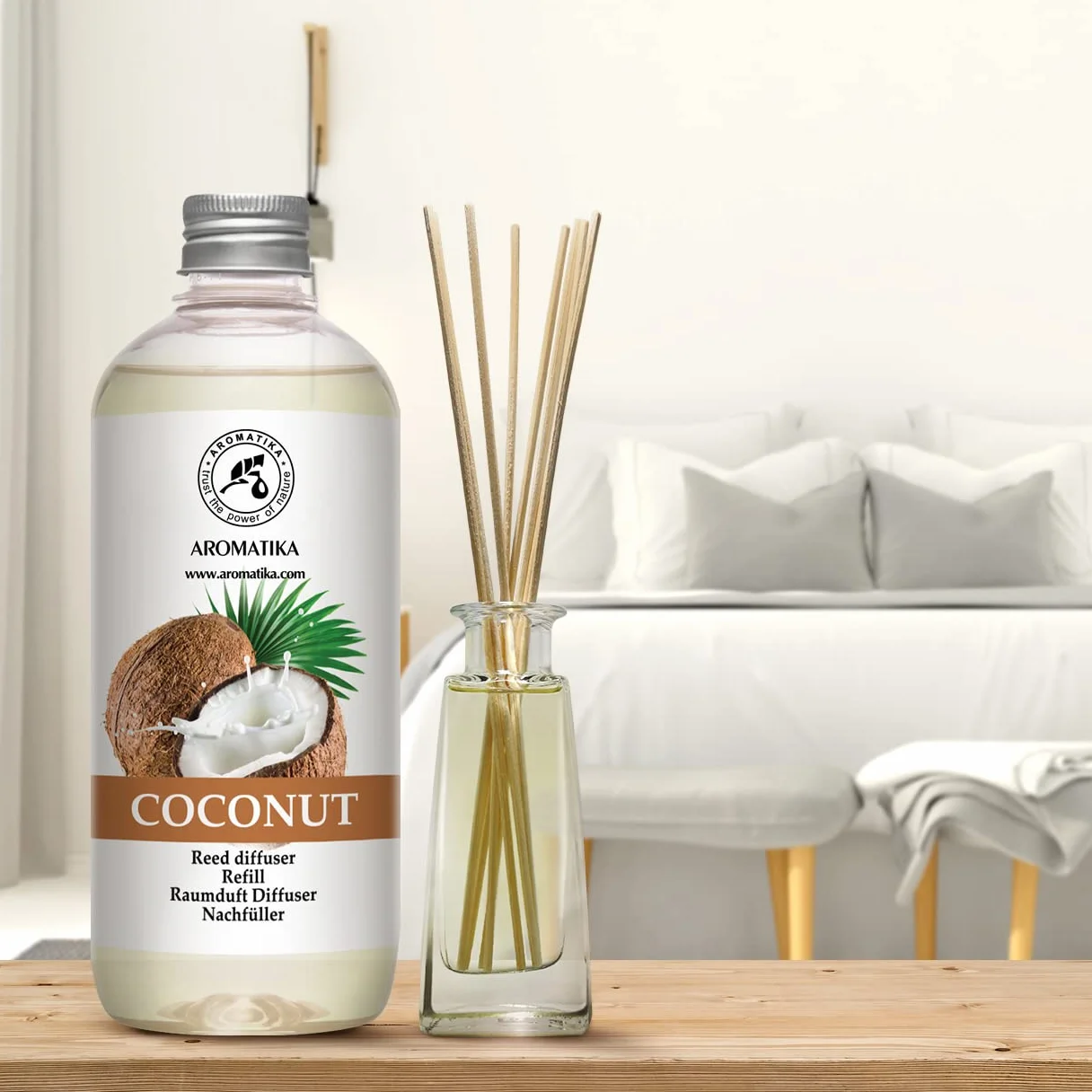Recharge Diffuseur Parfum Coco 500ml - Reed Diffuser Refill - Assainisseur d'Air Longue Durée