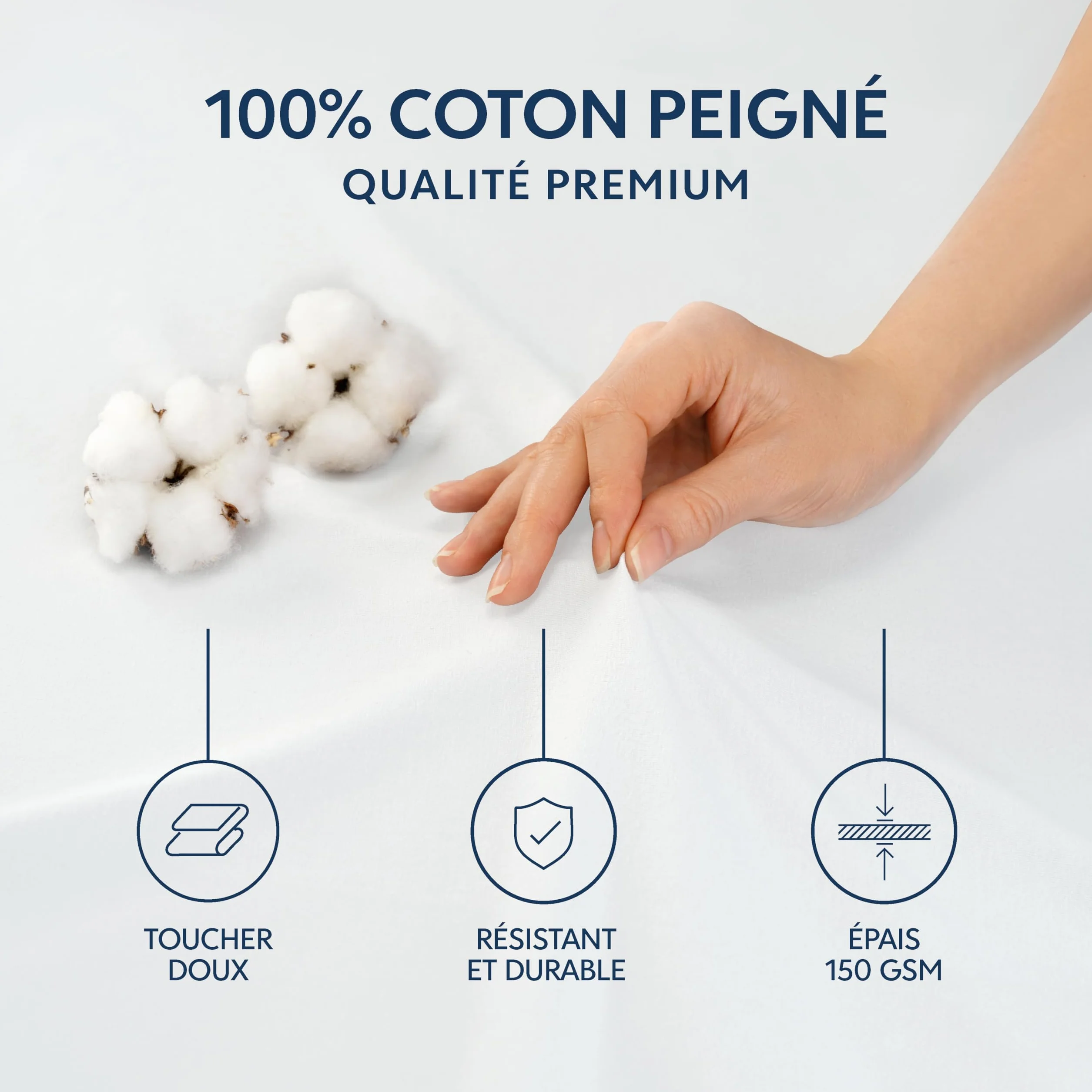 Dreamzie Housse de Matelas 160x200 cm Jersey Coton Premium Oeko-Tex Blanc