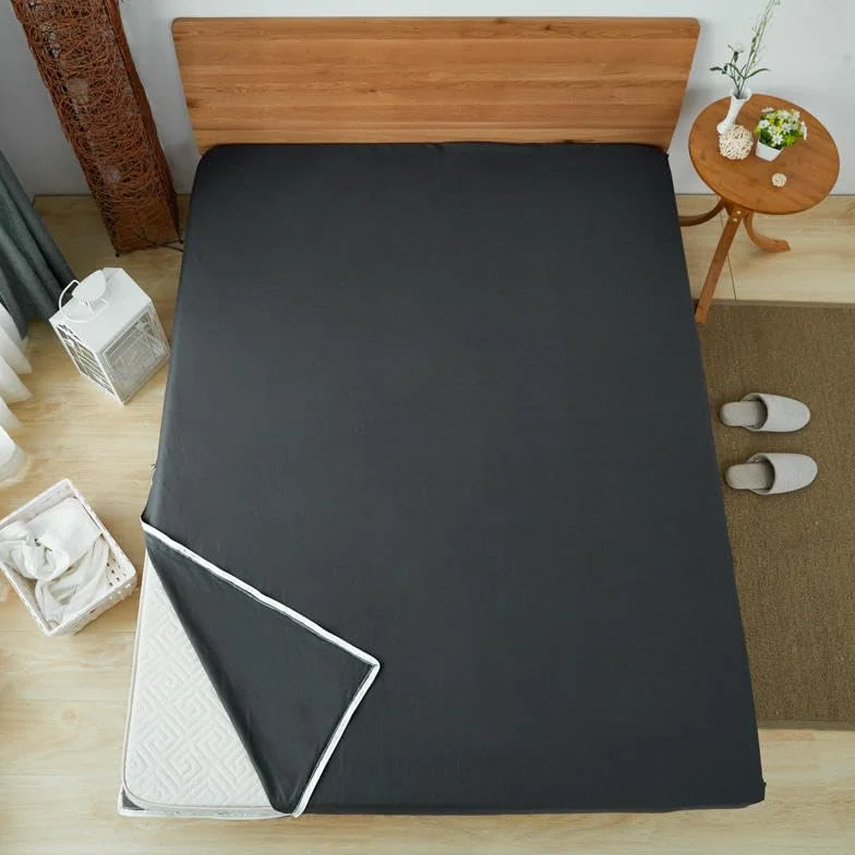 Housse de matelas futon avec fermeture éclair 90 x 200 cm gris foncé lavable anti-poussière