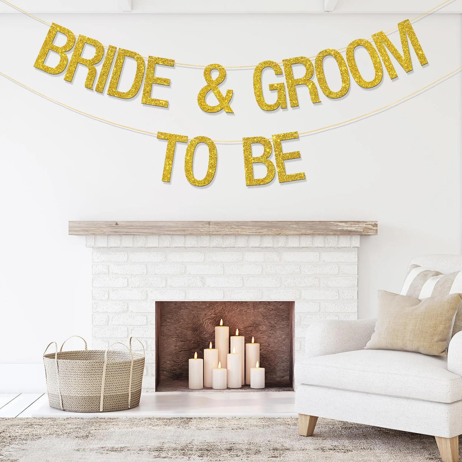 Bannière Bride & Groom to Be – Décorations de mariage – Paillettes dorées