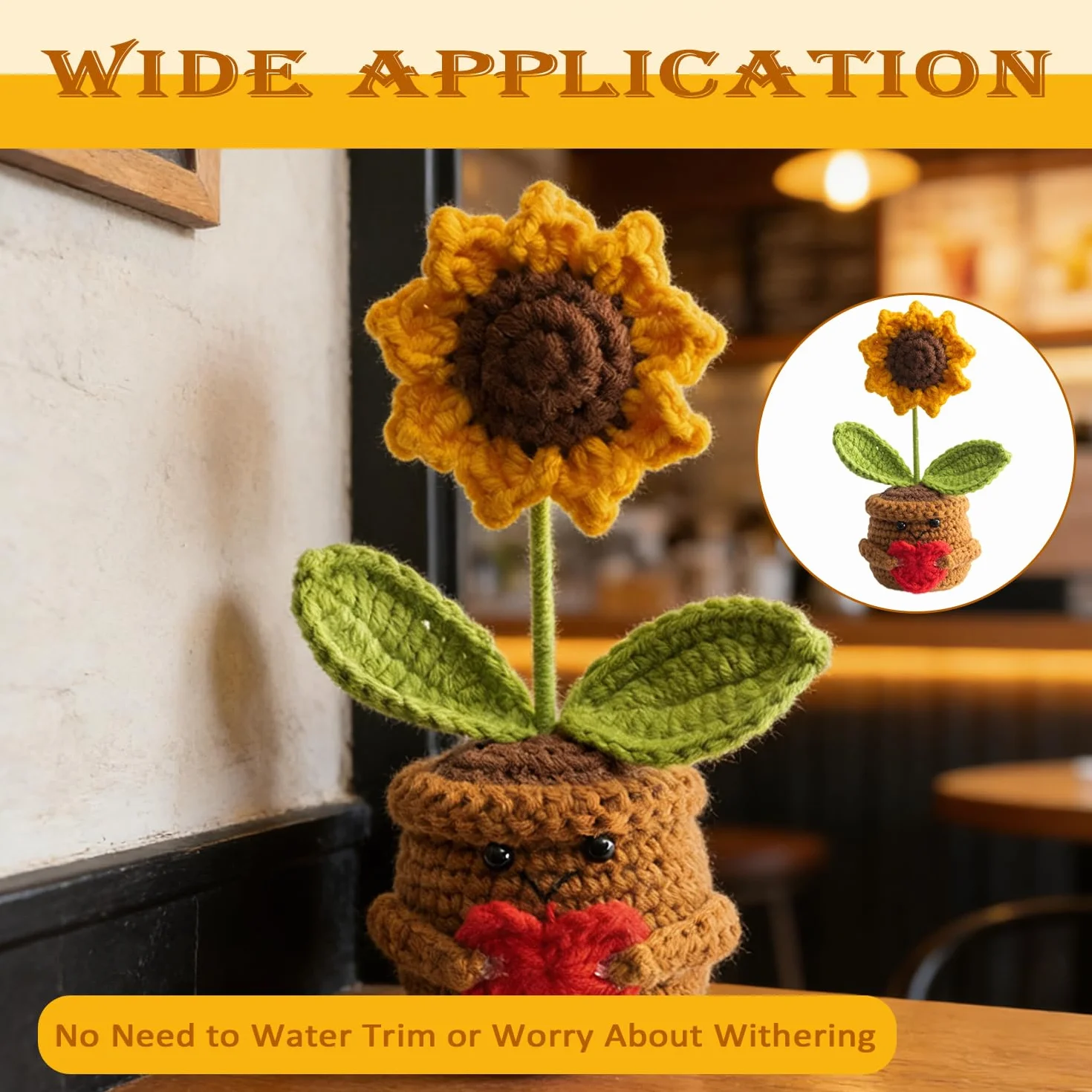 Bouquet Fleurs au Crochet Tournesols Petits Cadeaux Poupée Artificielles Décoration