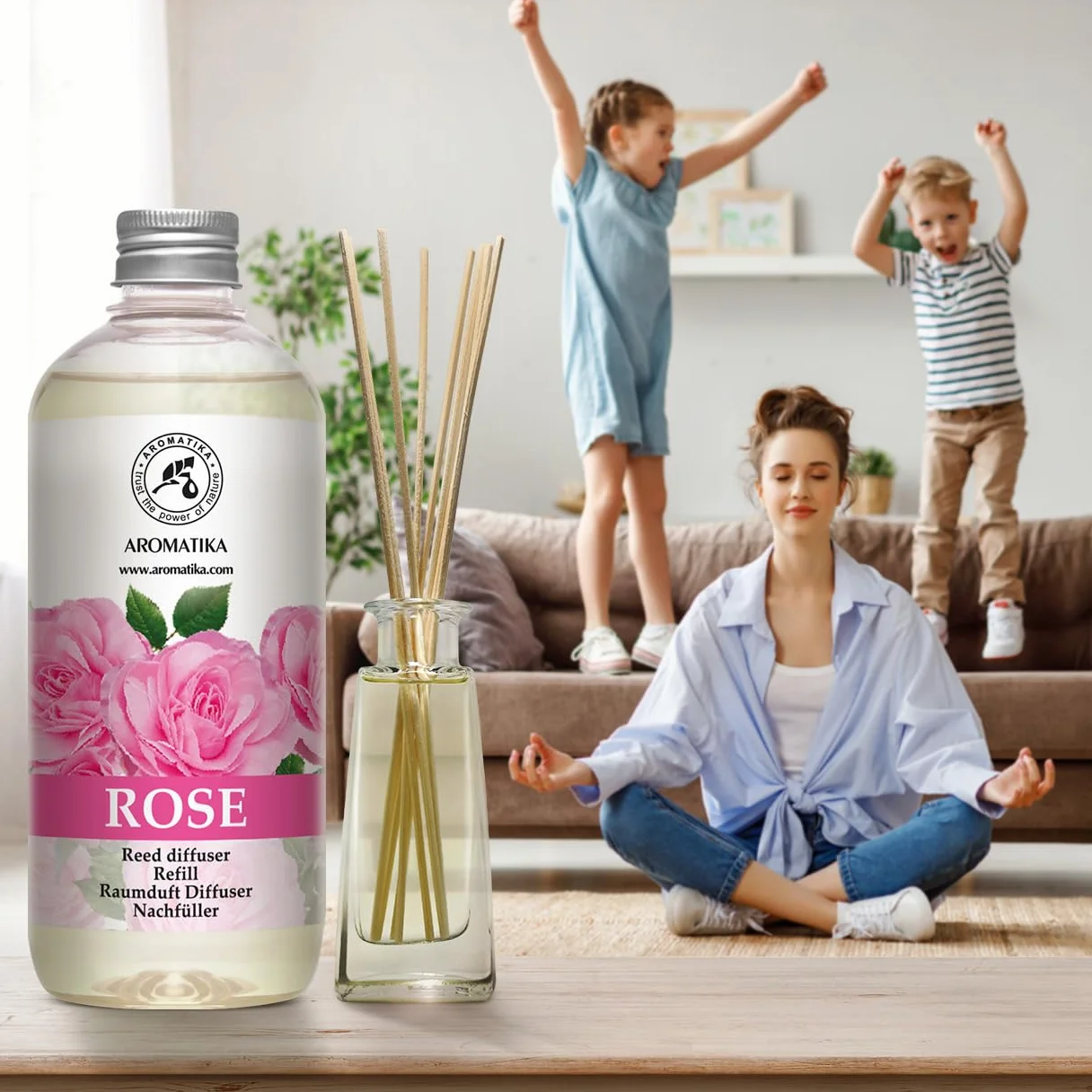 Diffuseur Parfum de Rose 500ml Recharge - Aromathérapie Ambiance Spa Bain