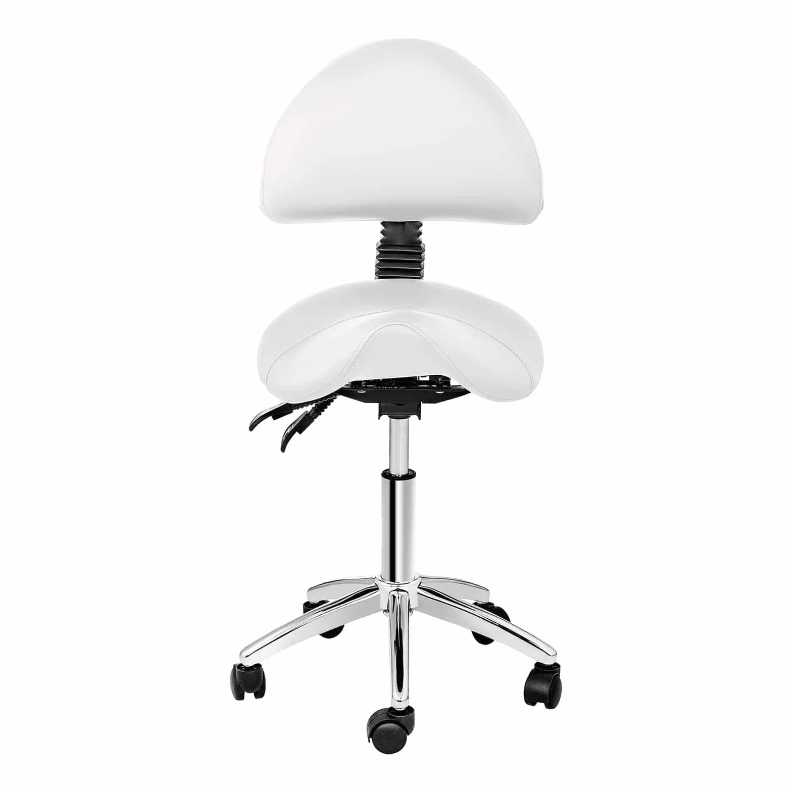 Physa Siège-Selle avec Dossier Assis Debout Ergonomique De Cheval Tabouret Berlin White (90-120°, 55-69 cm, 150 Kg, Pivotant, roulettes, Blanc)