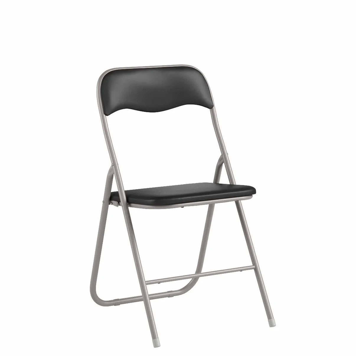 HAEST - Lot de 2 Chaises Pliantes, Chaise Pliante Rembourrée avec Cadre en Métal & Similicuir, Gain de Place, Charge Max. 100 kg, Idéale pour Cuisine & Jardin, Argent-Noir