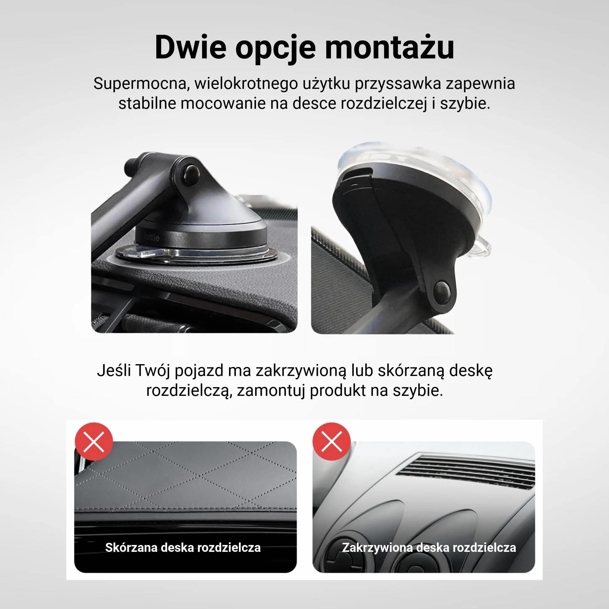 iOttie iTap 3 Magnetyczny uchwyt samochodowy na deskę rozdzielczą i przednią szybę z magnetycznym adapterem pierścieniowym. Kompatybilny ze smartfonami Qi2, MagSafe, iPhone i Android.