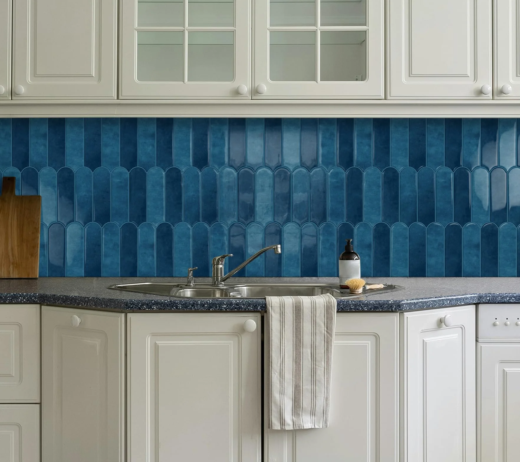 Carrelage Adhésif Mural 3D Bleu 30.5x30.5 cm 10 Pièces Plastique