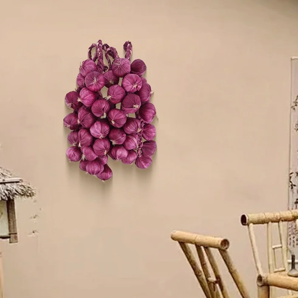 Guirlande d'ail violet décorative, pendentif en céramique, lot de 5 pièces pour salle à manger maison