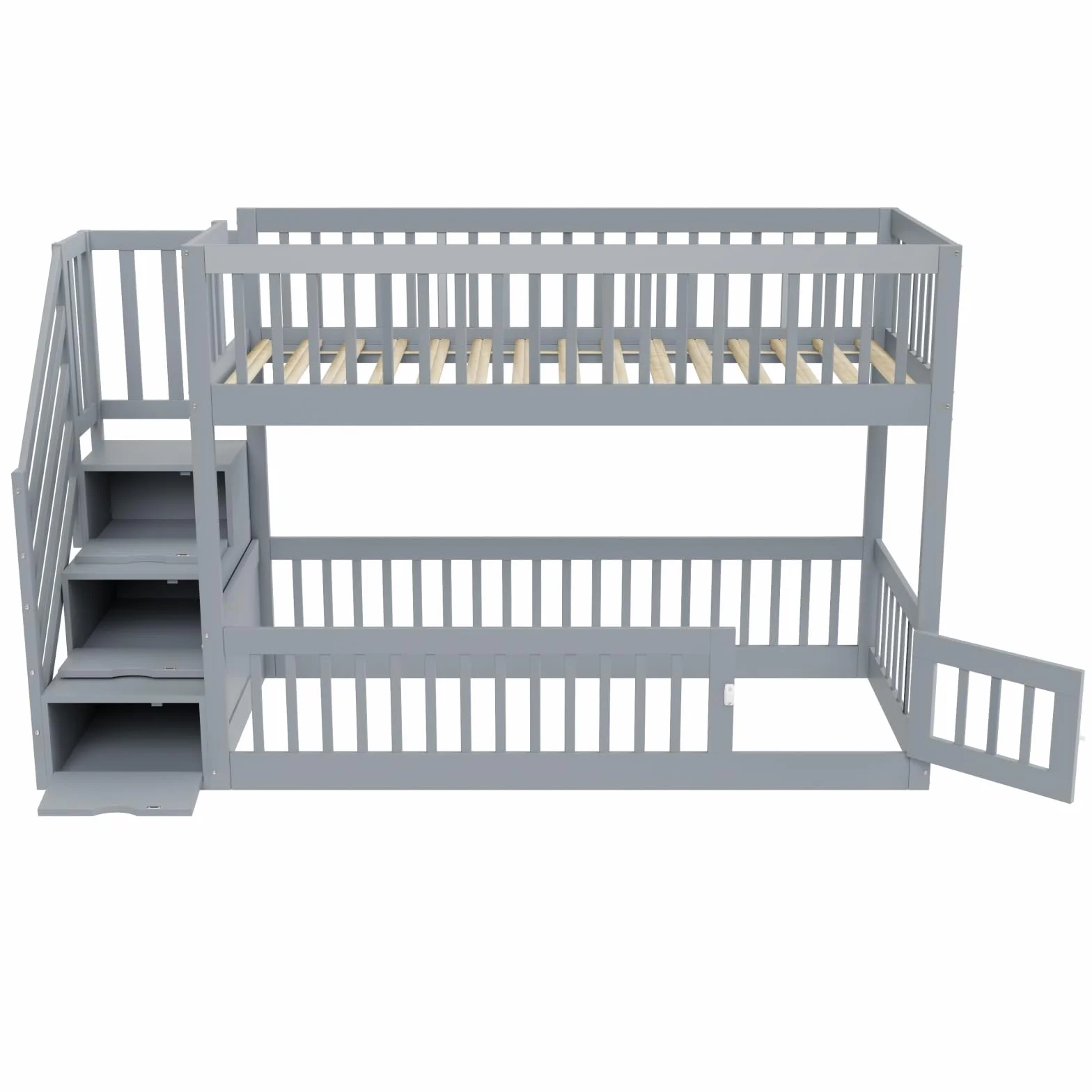 Sweiko Lit superposé 90x200 cm avec échelle de sécurité et tiroirs, lit Simple en Bois avec Espace de Rangement, idéal pour Les Enfants et Les Adolescents,Grey