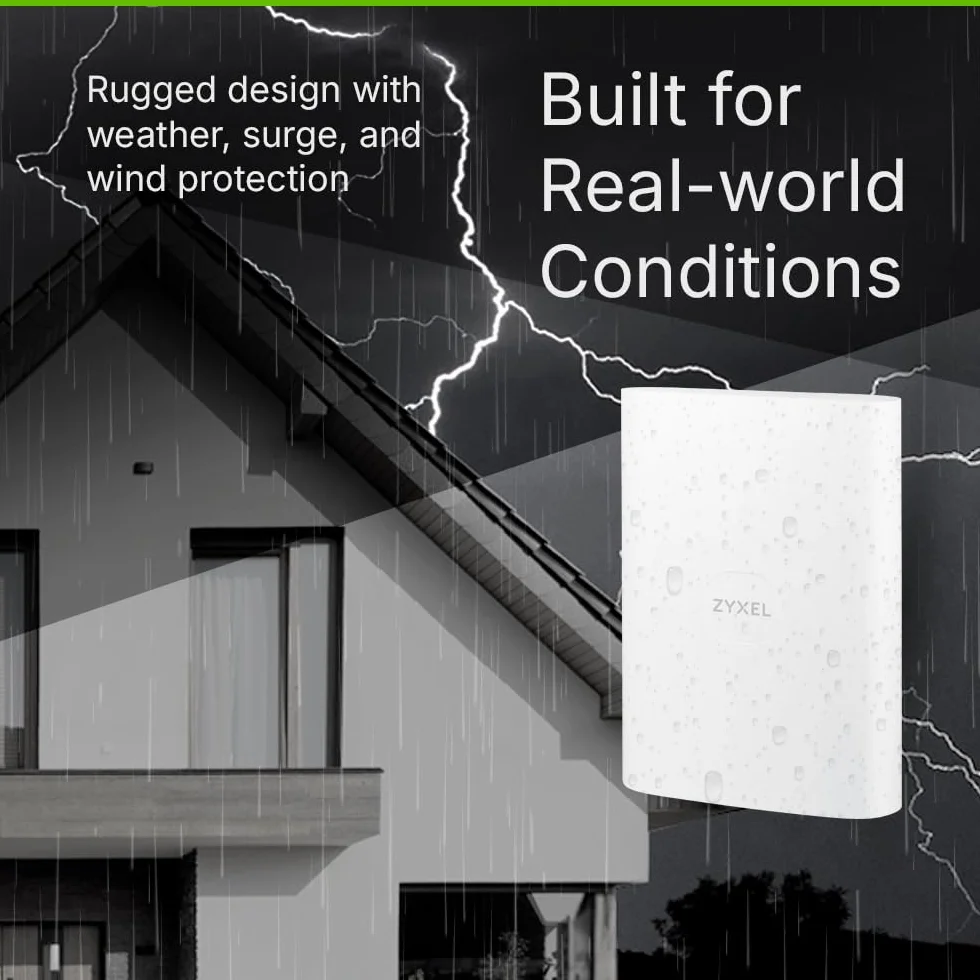 Zyxel 5G Router Outdoor IP55 Protection | High Speed 7 Gbps | 2.5GbE PoE LAN | Nebula Cloud Managed | Desk, Wall, Window or Pole Mount | Weather Resistant [FWA70]