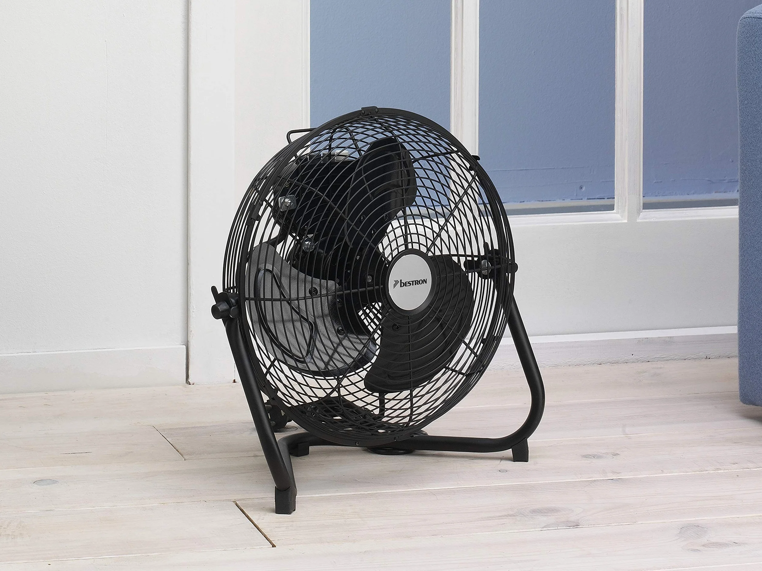 Bestron Ventilateur de Sol Rétro 55W 3 Vitesses Inclinable Noir 39x35 cm