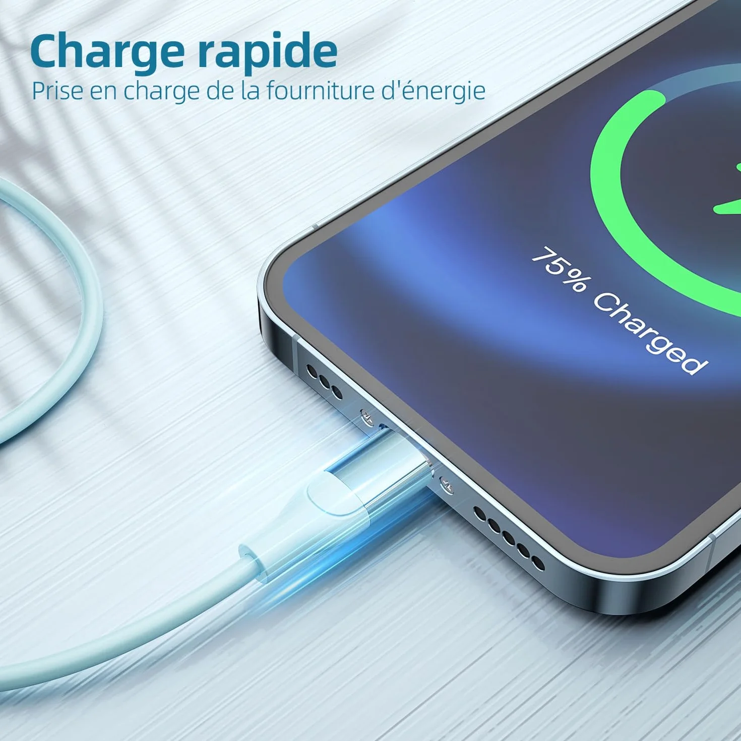 Câble Chargeur iPhone 2M Lot de 3 Charge Rapide Compatible iPhone 14 13 12 11 Pro Max XR XS X 8 7 6 Plus SE