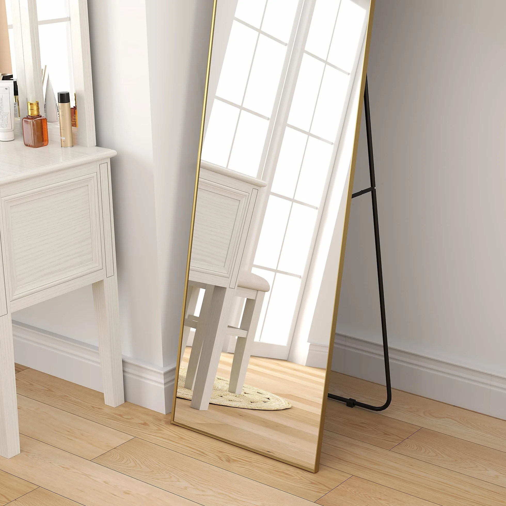 HOMCOM Grand Miroir Pleine Longueur 160 x 50 cm sur Pied Mural ou Posé Contre Mur pour Chambre à Coucher Salon Dressing