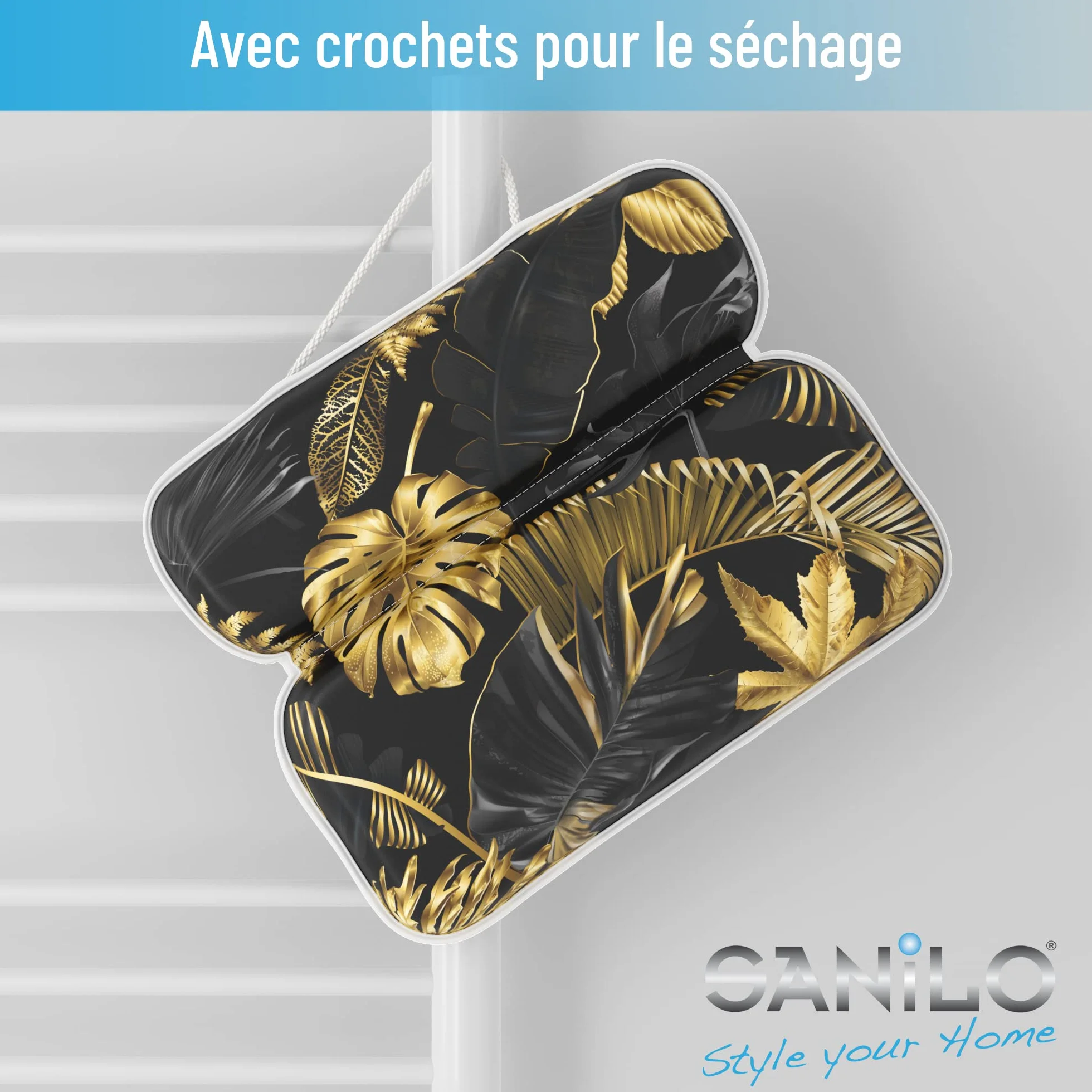 Sanilo Coussin de Bain, Nombreux Coussin pour Baignoire Confortables à Motifs, Coussins de Nuque Munis de Puissantes Ventouses, Lavables (Golden Leaves)