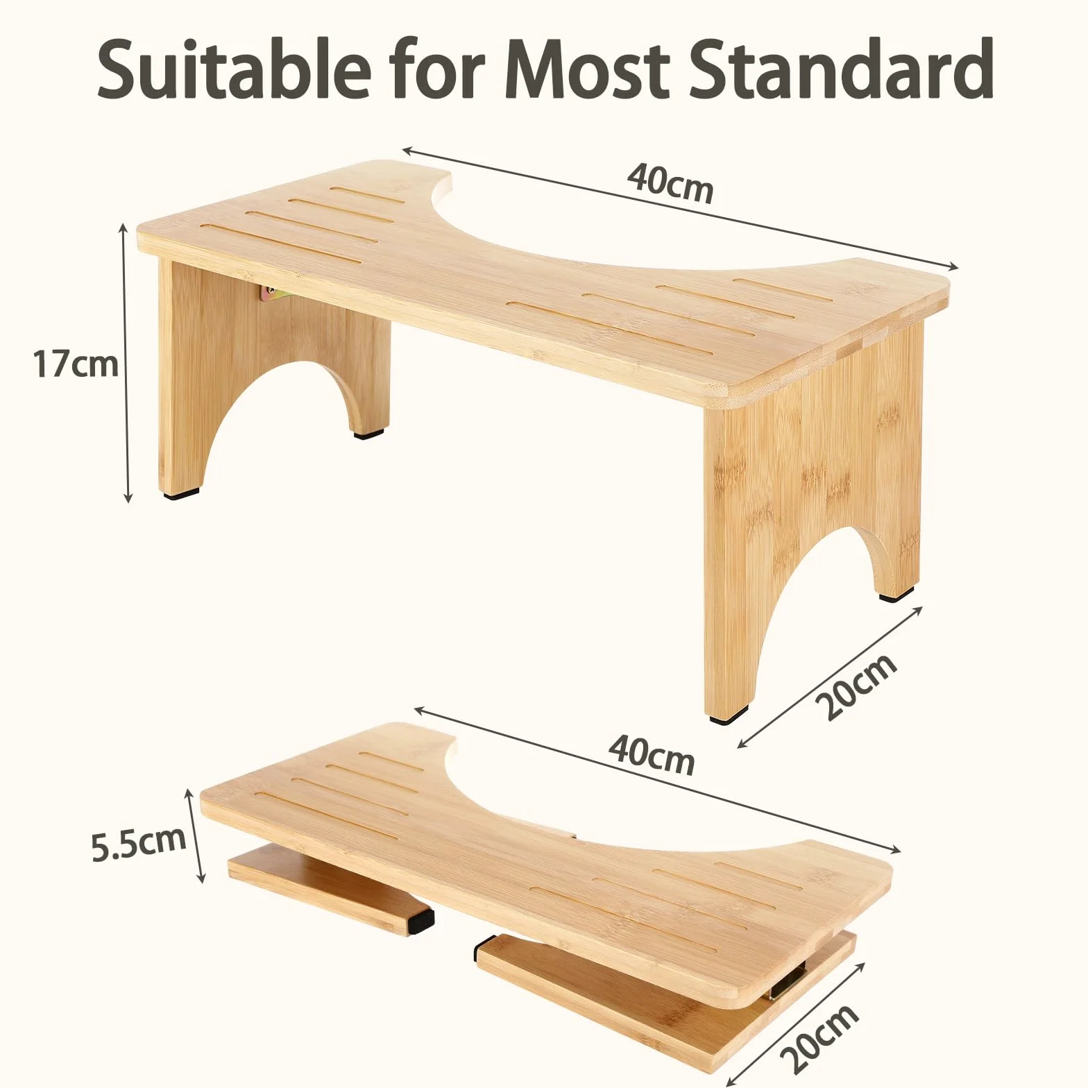 Tabouret Toilette Pliable en Bois, Marche Pied Toilette Tabouret WC, Ergonomique Repose Pied Toilette Stable Antidérapant et Portable, pour Adultes et Enfants