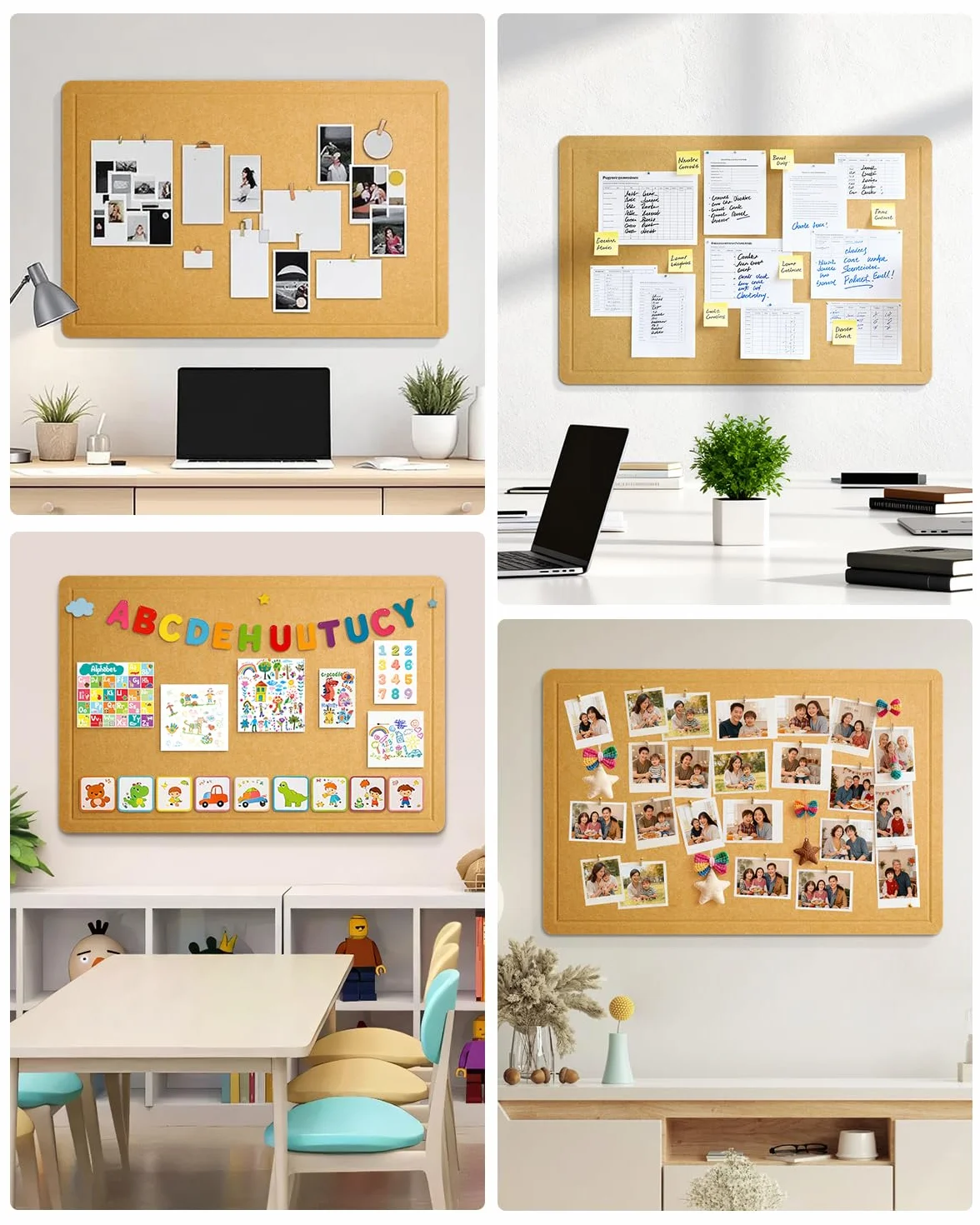 Tableau d'affichage autocollant 90 x 60 cm en feutre, tableau mémo décoration murale