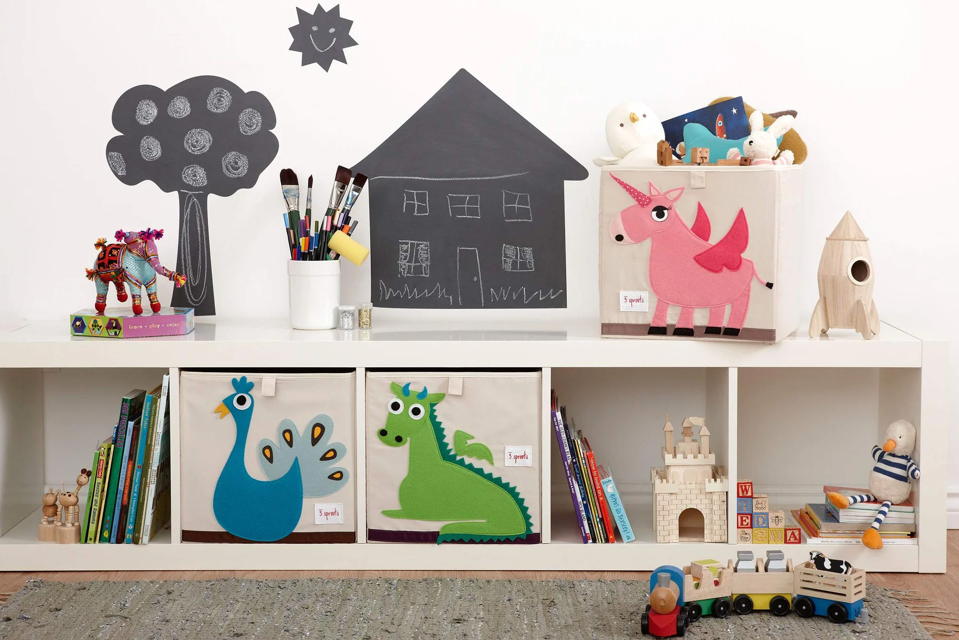 3 Sprouts Conteneur de Rangement Licorne 33x33x33 cm