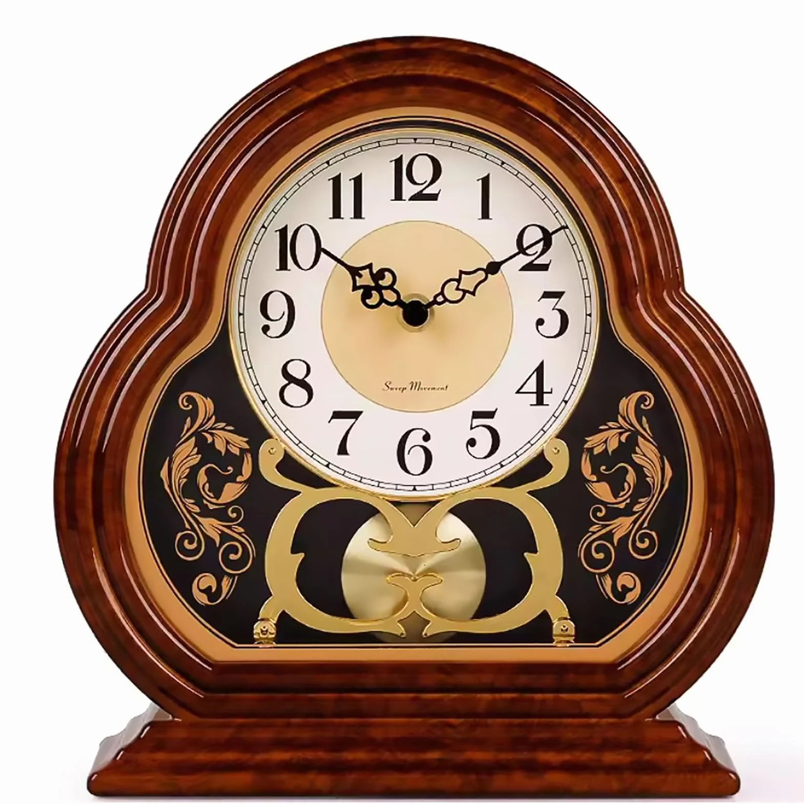 Horloge de cheminée en bois, horloge de table vintage silencieuse pour salon, bureau, étagère et décoration d'intérieur – Horloge de table vintage au-dessus de la cheminée