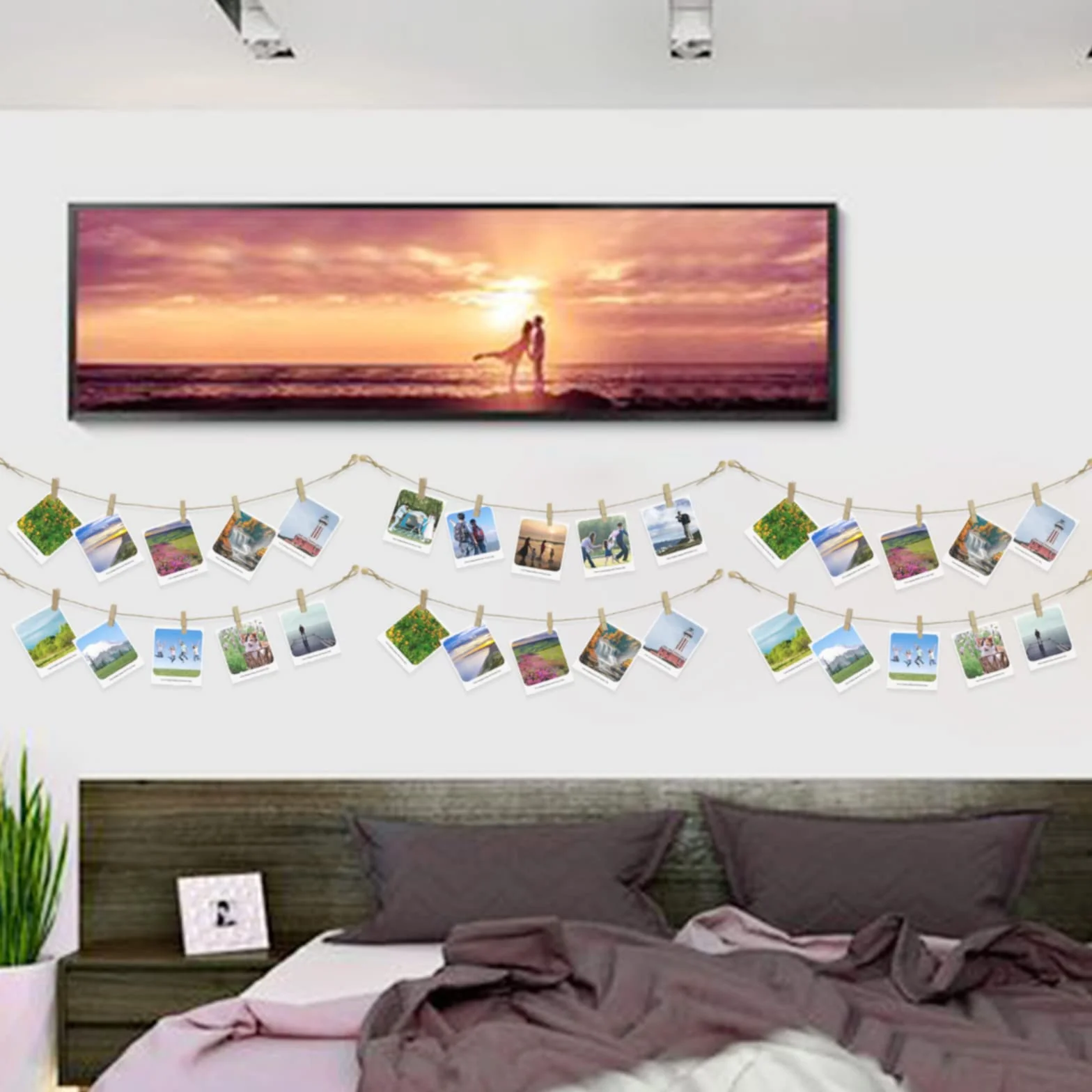 Porte-photos avec 50 pinces à suspendre mural pour œuvres d'art décoration maison
