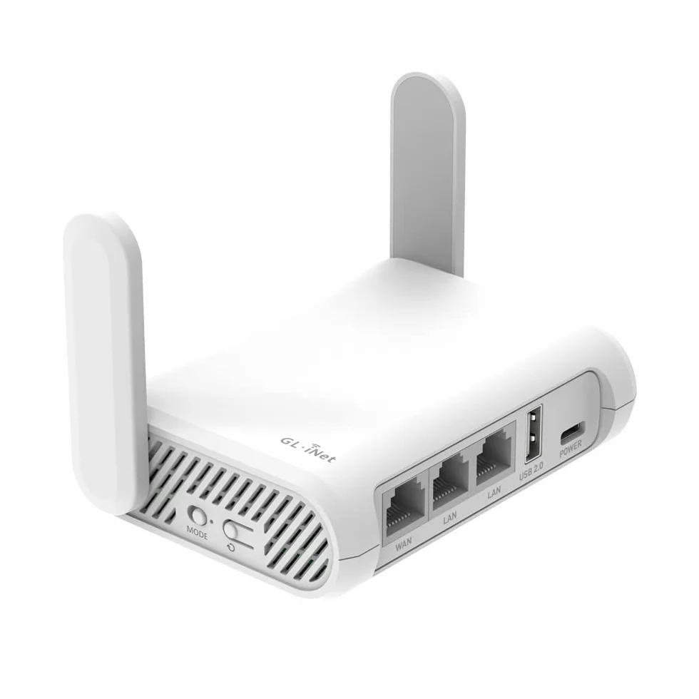 GL.iNet GL-SFT1200 (Opal) Bezpieczny podróżny router WiFi — Dwuzakresowy bezprzewodowy router internetowy Gigabit Ethernet AC1200 | IPv6 | USB 2.0 | MU-MIMO | DDR3 | Wzmacniacz mostkowy |
