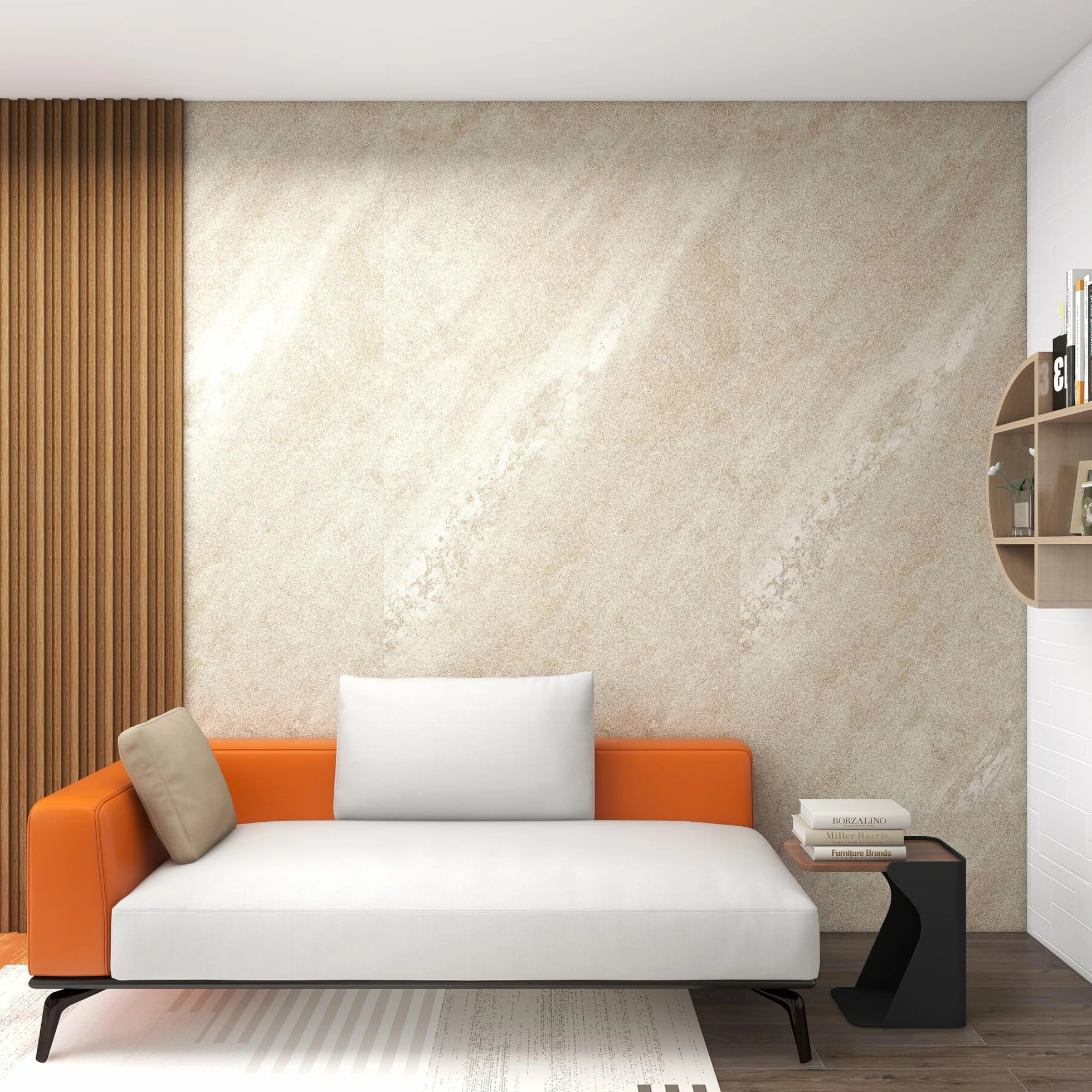 Set de 8 Panneaux Muraux Décoratifs PVC 120 x 60 cm Beige Cream Stone Résistant aux UV Humidité