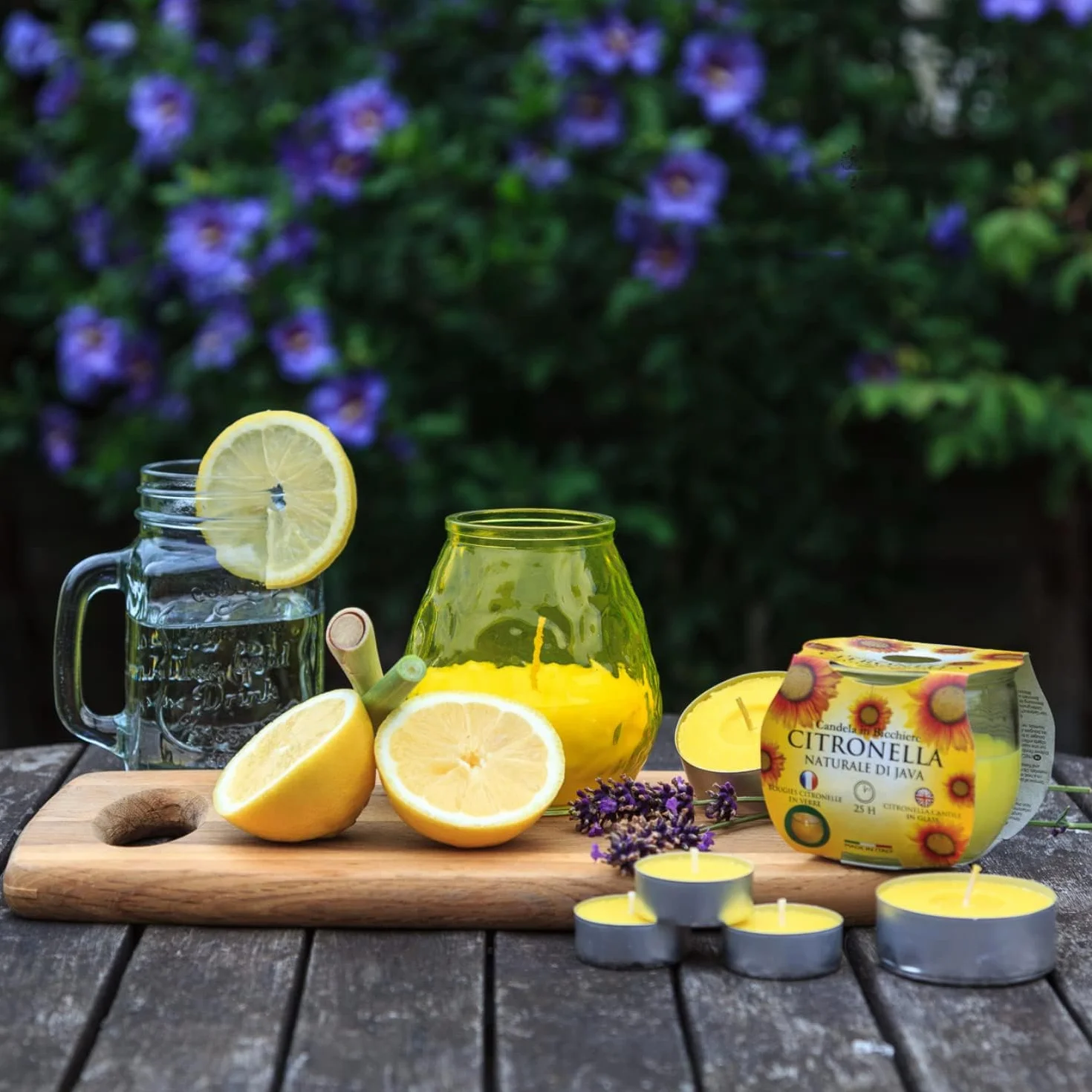 Bougies Chauffe-plat Citronnelle Lot de 50 Parfumées 4 Heures Jaune Extérieur