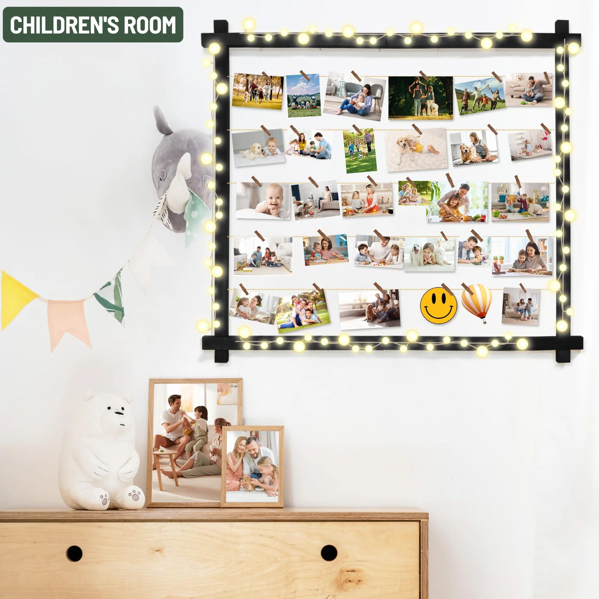 Cadre photo en bois mural noir rustique pour décoration intérieure PHOENANCEE