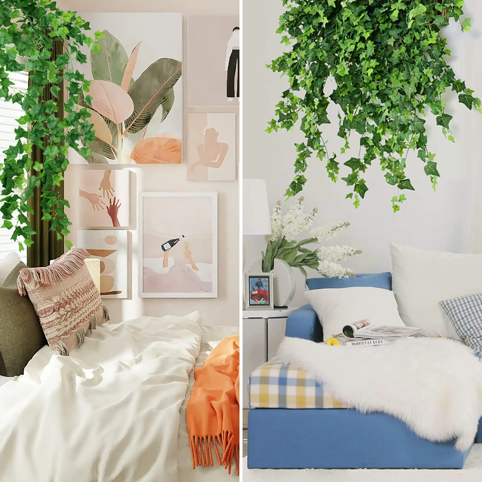 Noa Home Deco Lierre Artificiel 12 Pièces Plante Artificielle Exterieur Interieur Fausse Plante Tombante Décoration