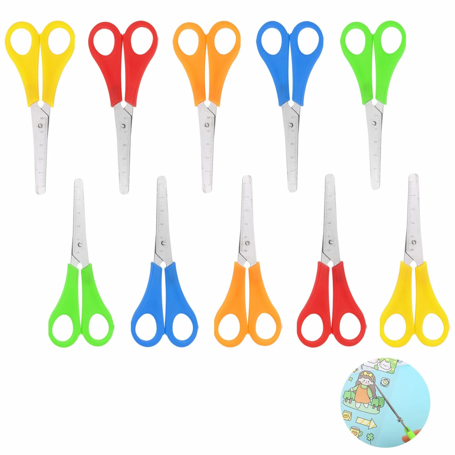 Ciseaux de sécurité en acier inoxydable pour enfants - Lot de 10 paires